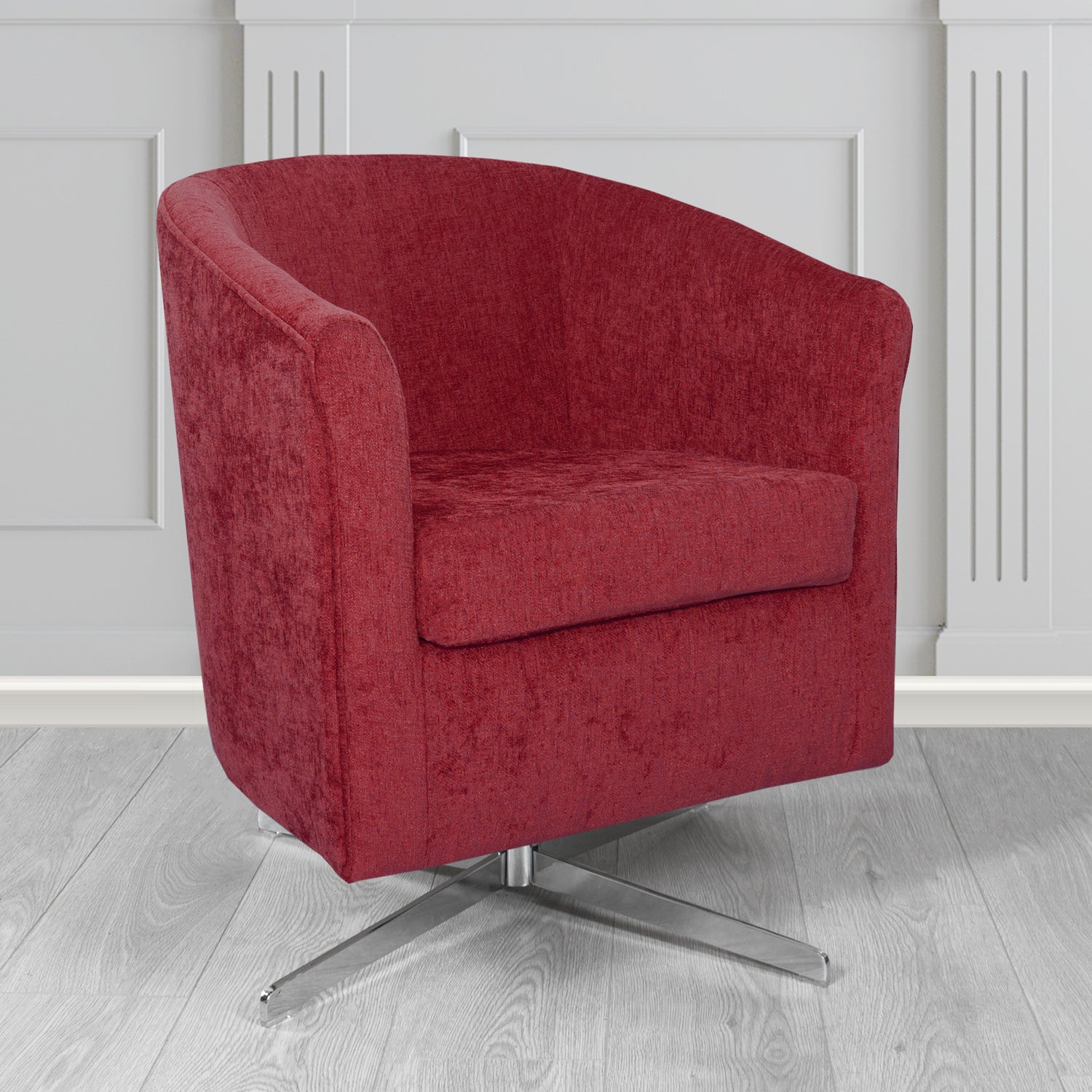 Cannes Swivel Tub Chair in Como Plain Chenille Fabric