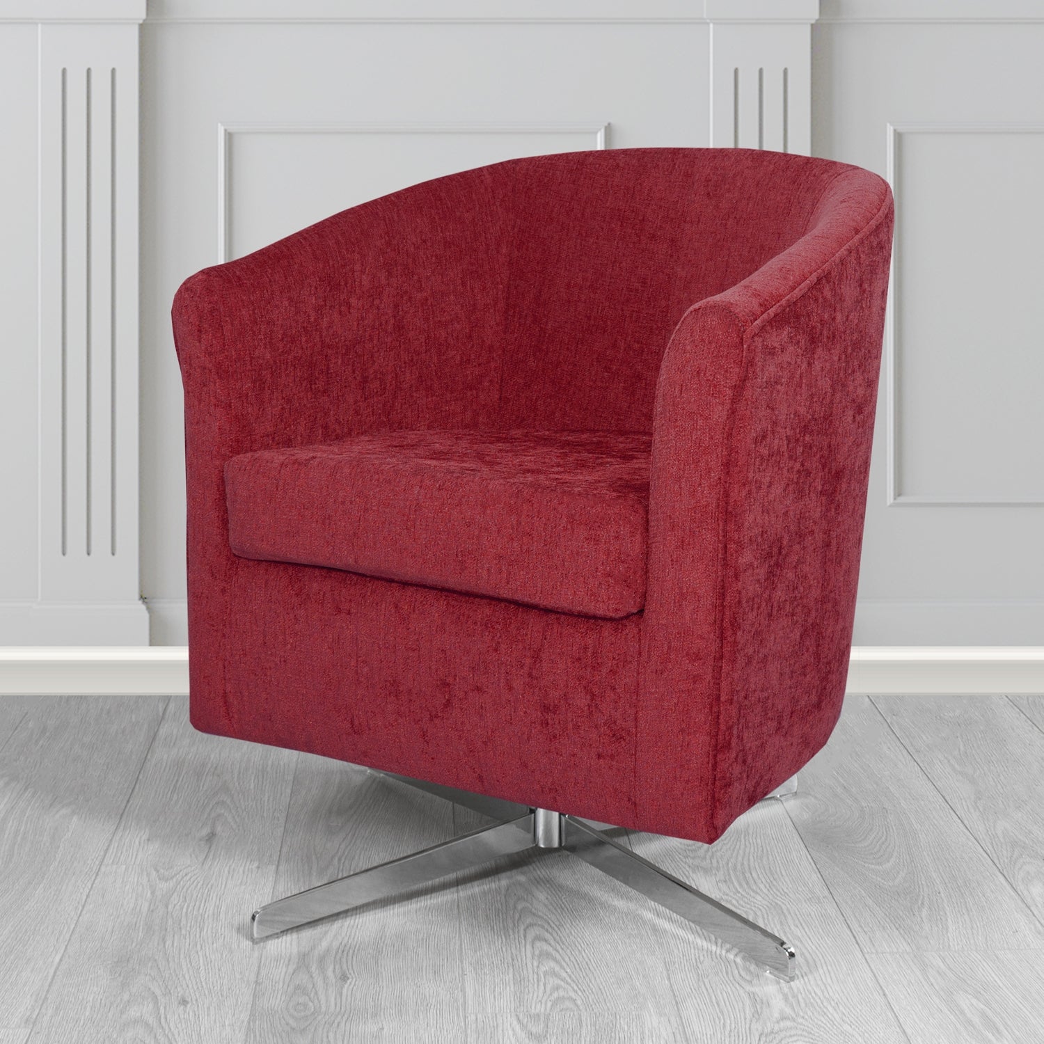 Cannes Swivel Tub Chair in Como Plain Chenille Fabric