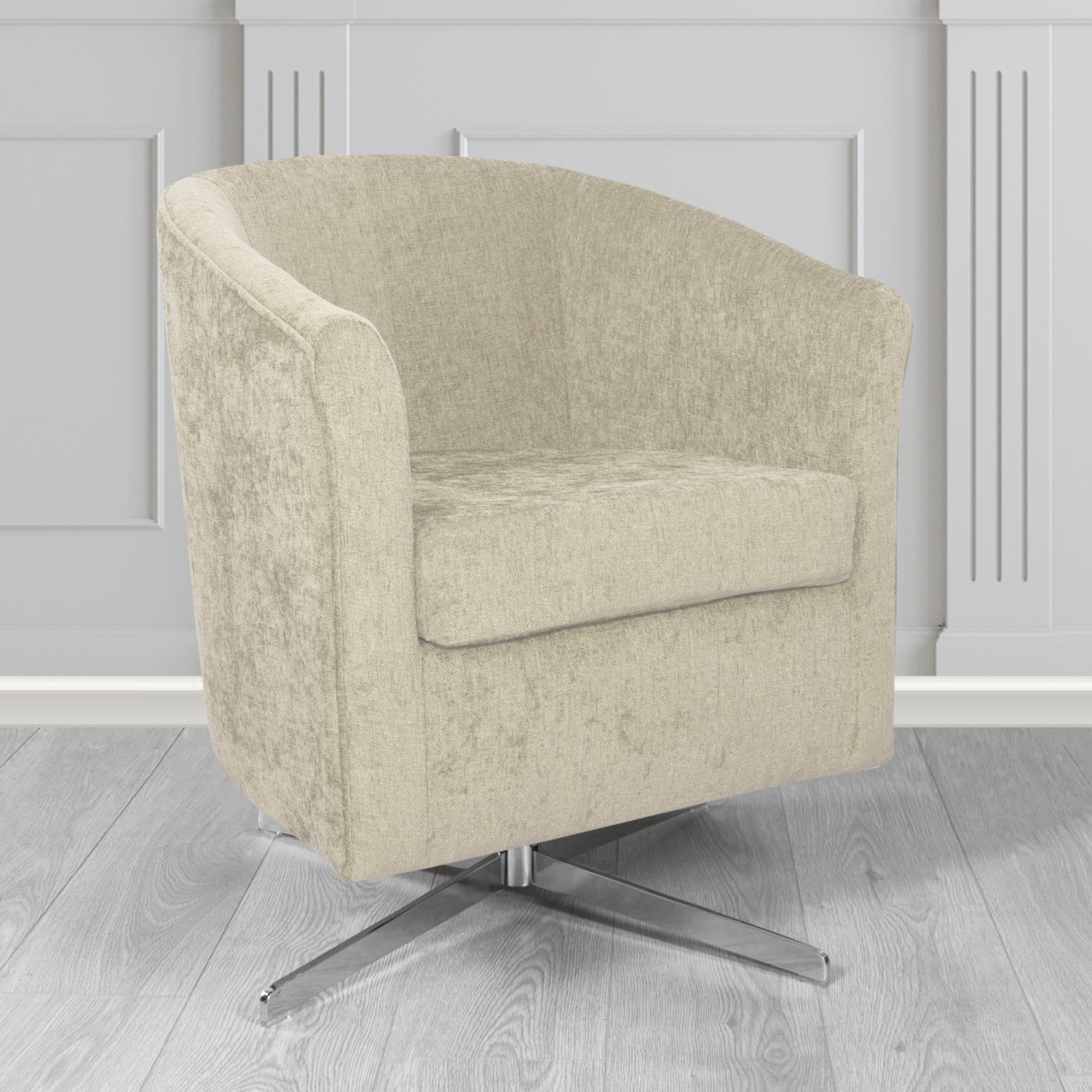 Cannes Swivel Tub Chair in Como Plain Chenille Fabric