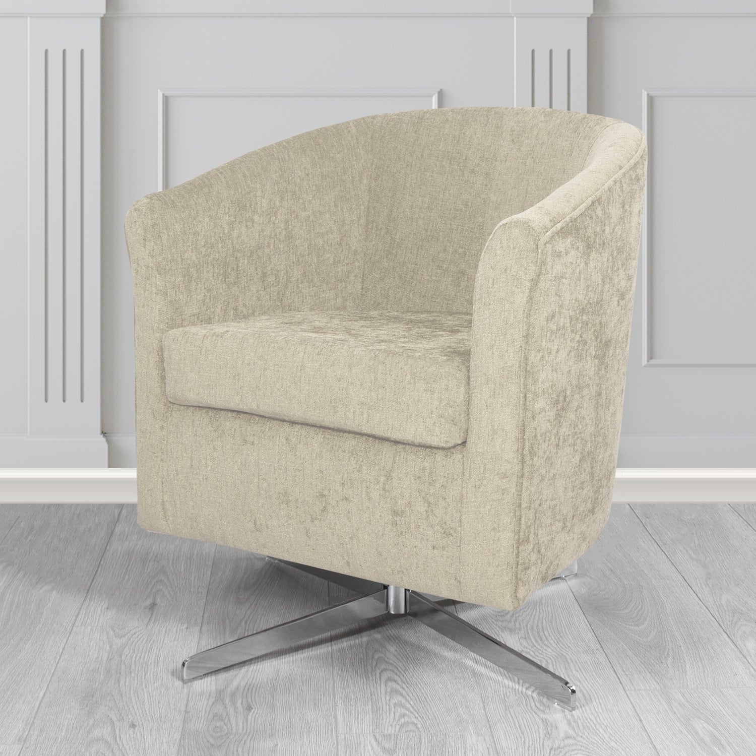 Cannes Swivel Tub Chair in Como Plain Chenille Fabric