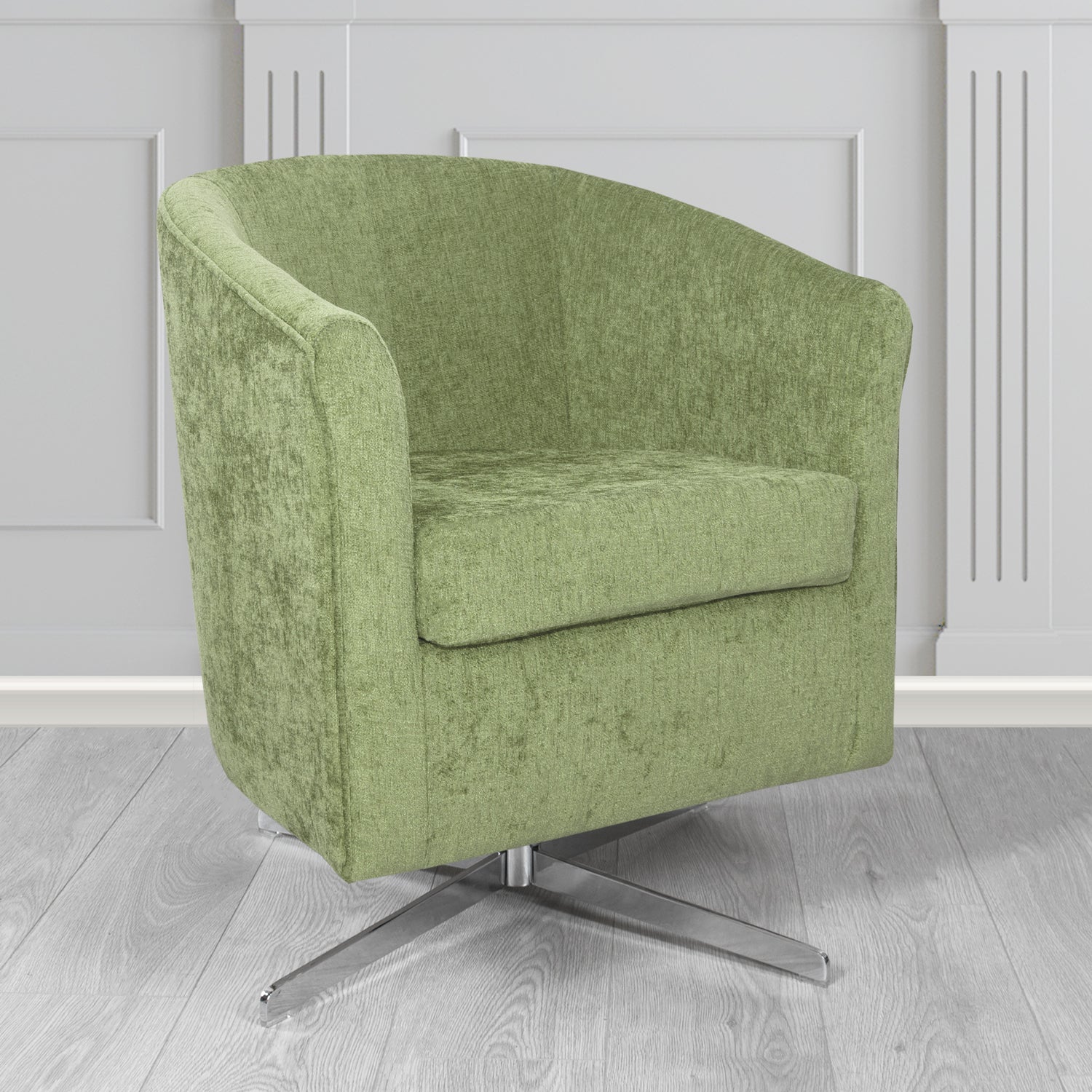 Cannes Swivel Tub Chair in Como Plain Chenille Fabric