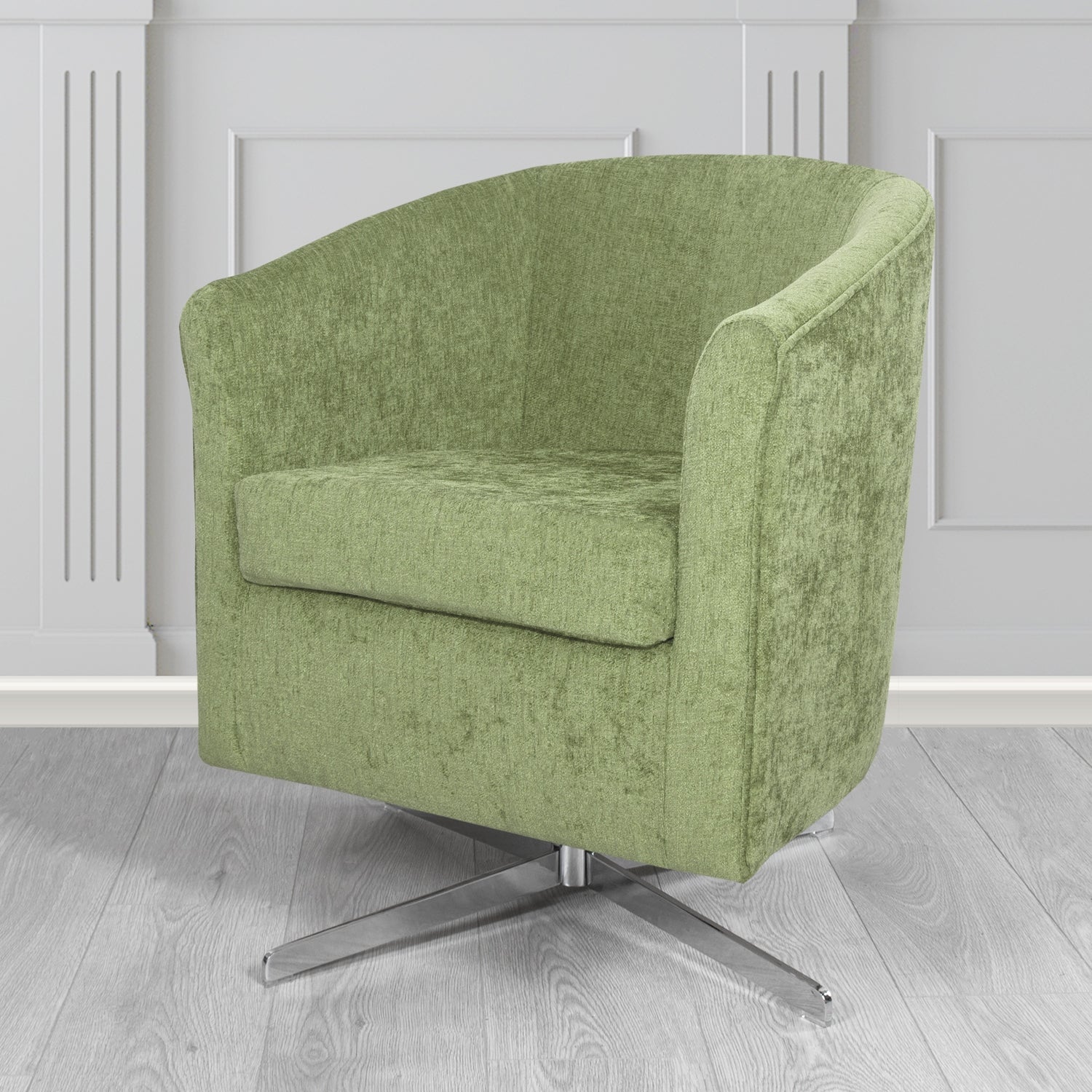 Cannes Swivel Tub Chair in Como Plain Chenille Fabric