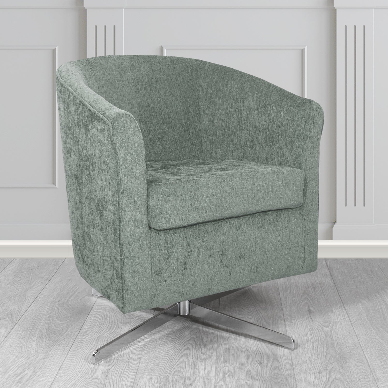 Cannes Swivel Tub Chair in Como Plain Chenille Fabric
