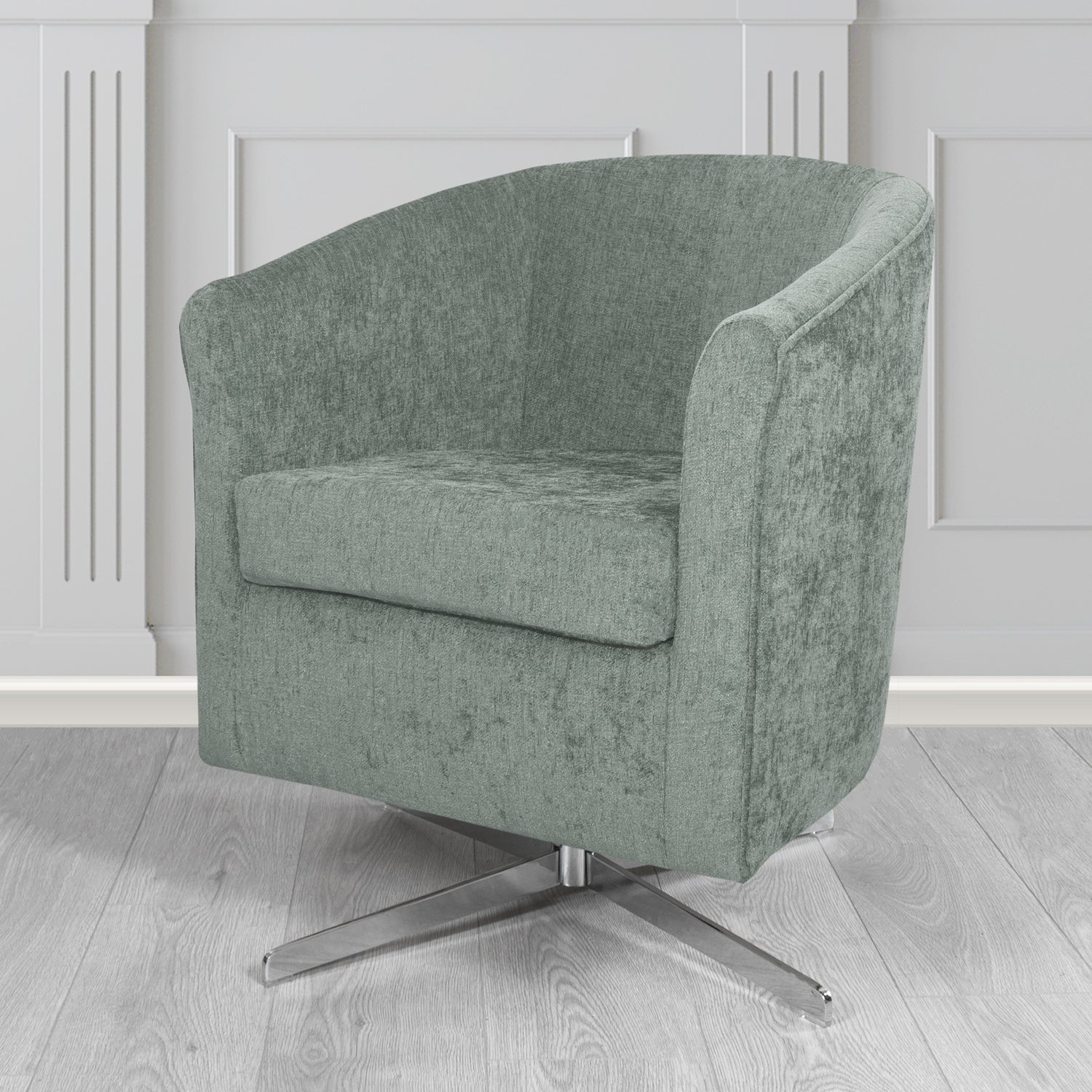 Cannes Swivel Tub Chair in Como Plain Chenille Fabric