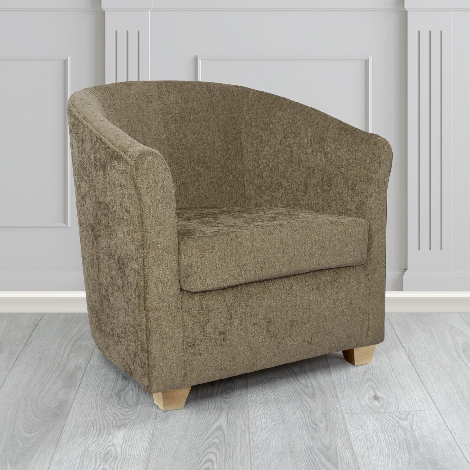 Cannes Tub Chair in Como Crib 5 Plain Chenille Fabric