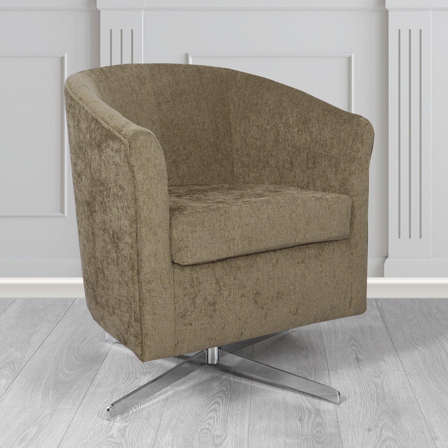 Cannes Swivel Tub Chair in Como Plain Chenille Fabric