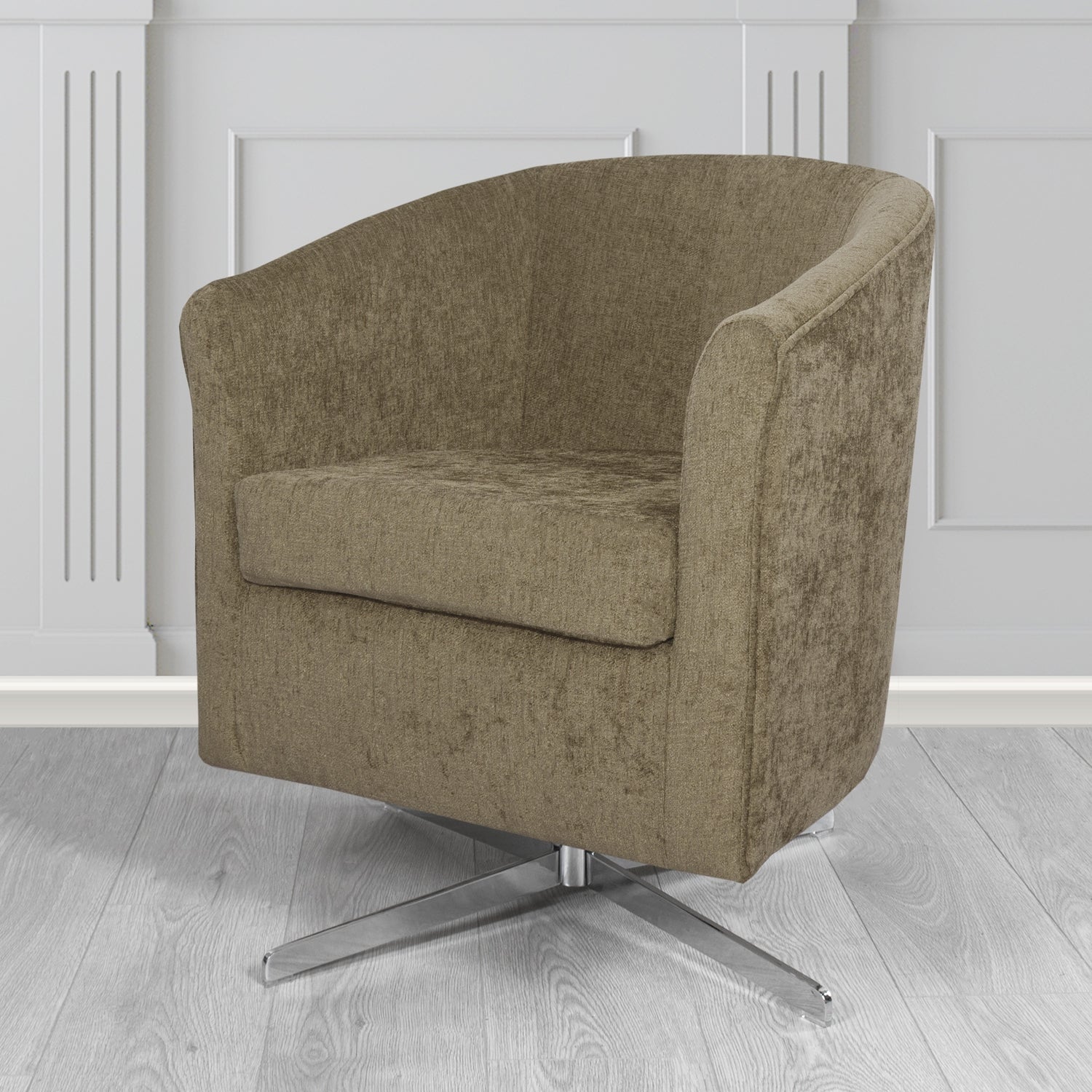 Cannes Swivel Tub Chair in Como Plain Chenille Fabric