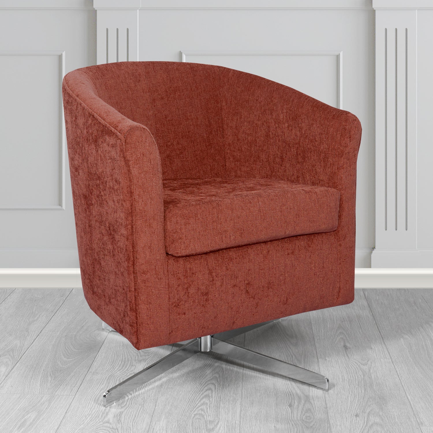 Cannes Swivel Tub Chair in Como Plain Chenille Fabric