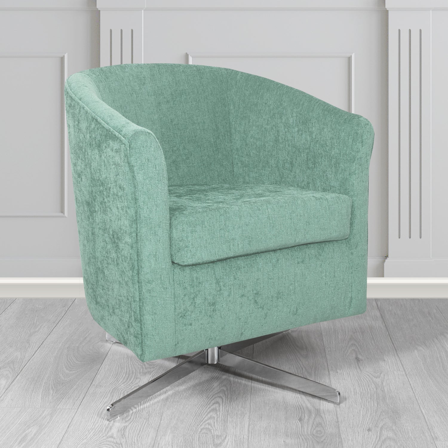 Cannes Swivel Tub Chair in Como Plain Chenille Fabric