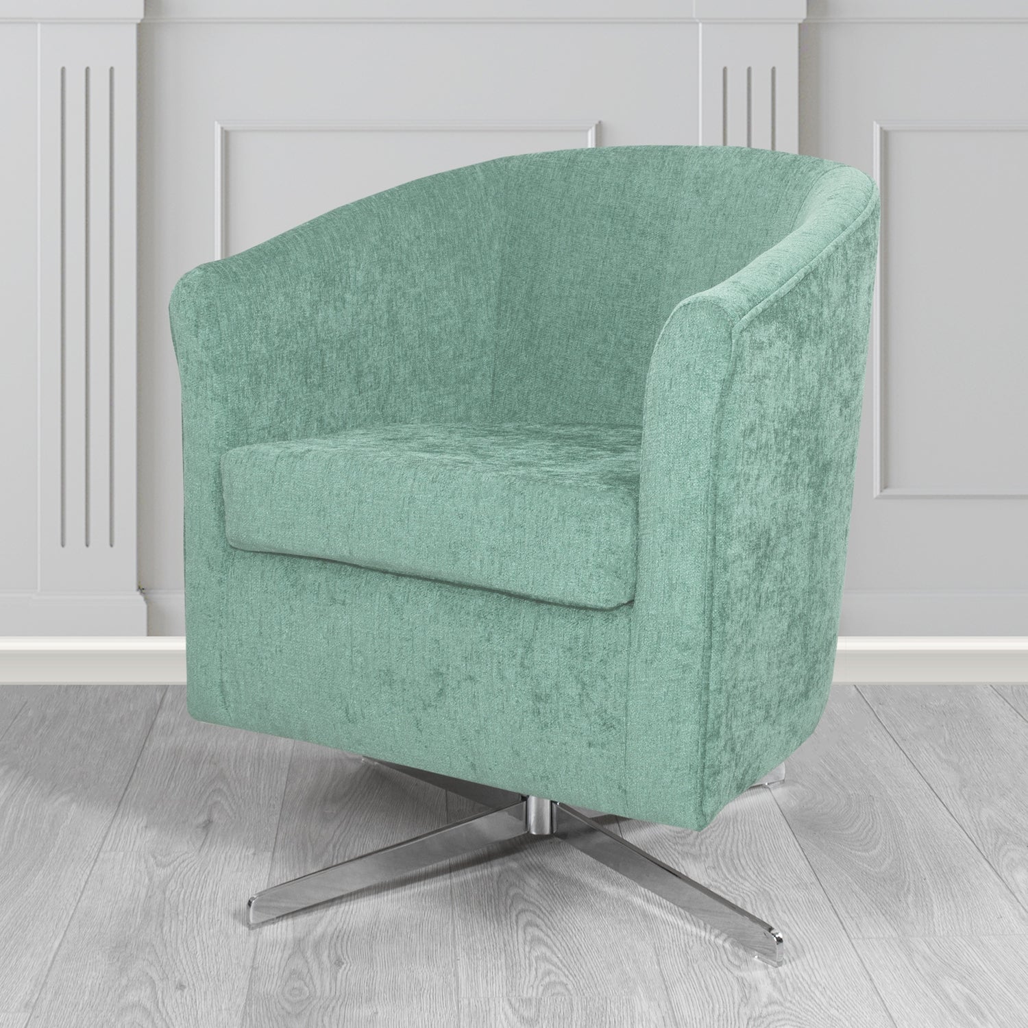 Cannes Swivel Tub Chair in Como Plain Chenille Fabric