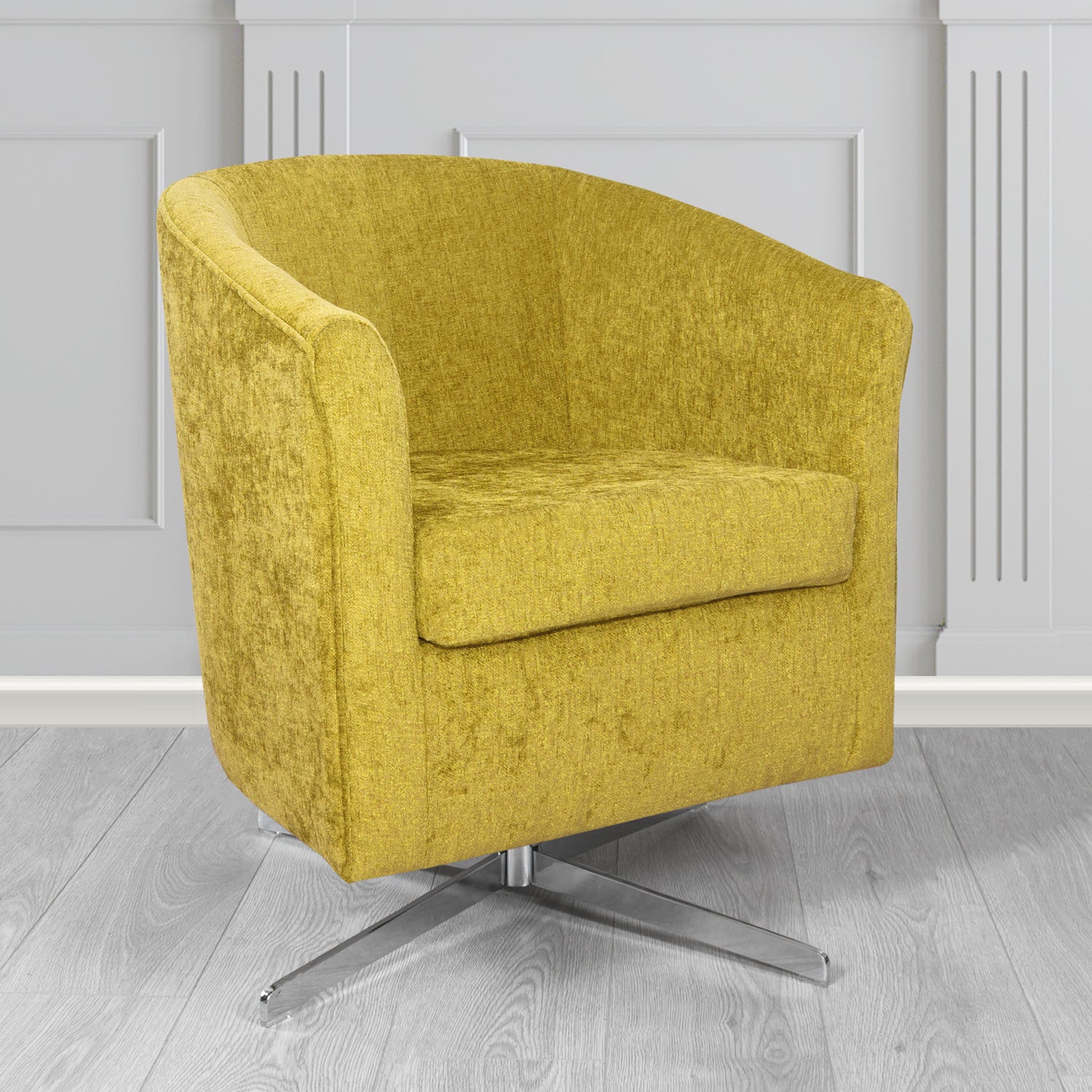 Cannes Swivel Tub Chair in Como Plain Chenille Fabric
