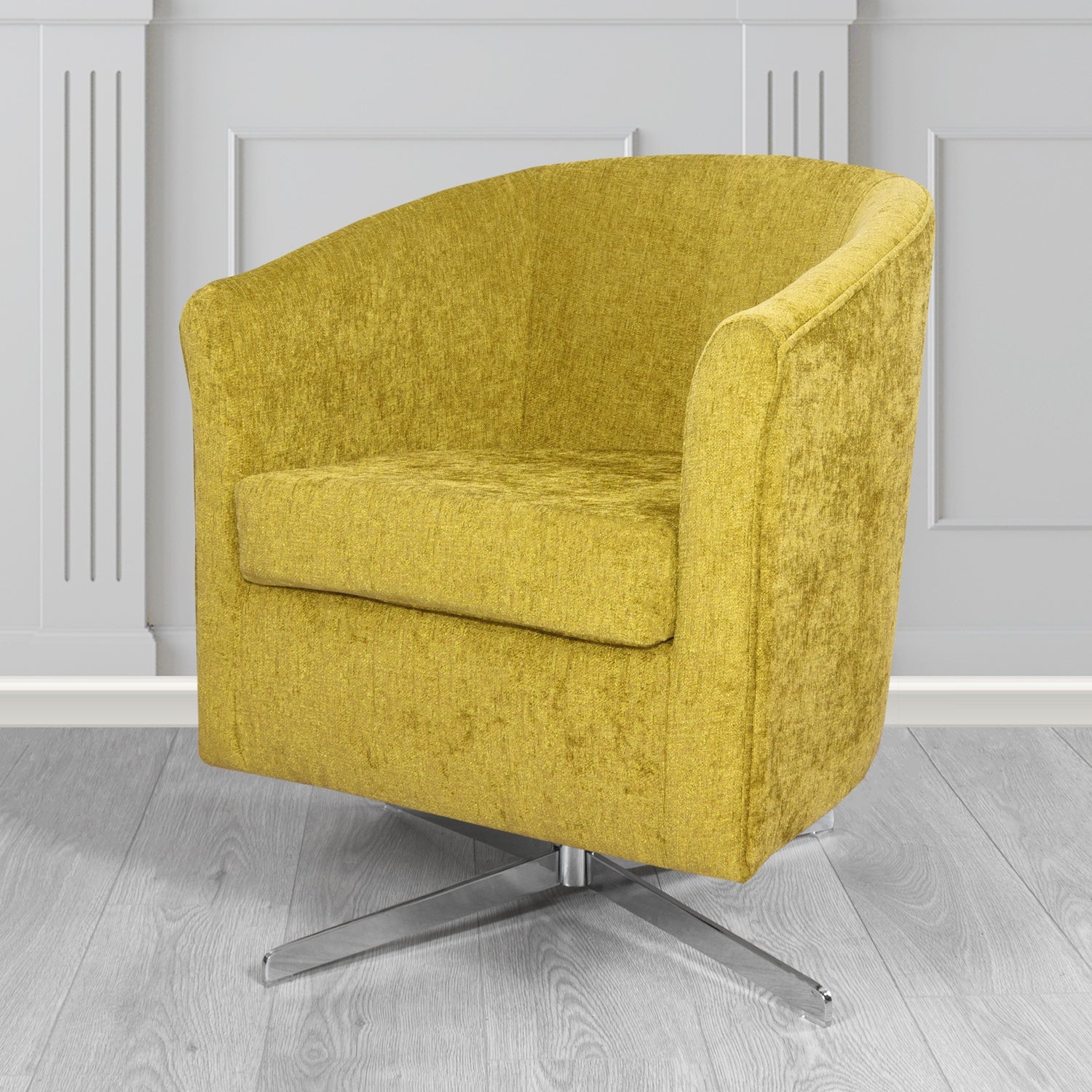 Cannes Swivel Tub Chair in Como Plain Chenille Fabric