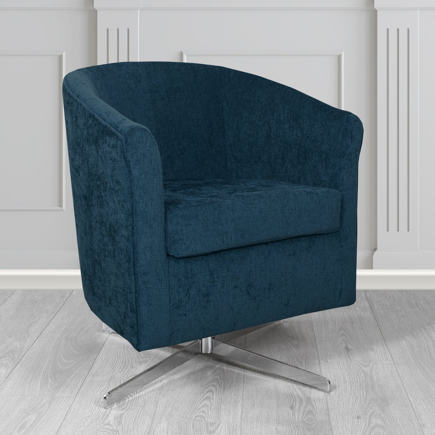 Cannes Swivel Tub Chair in Como Plain Chenille Fabric