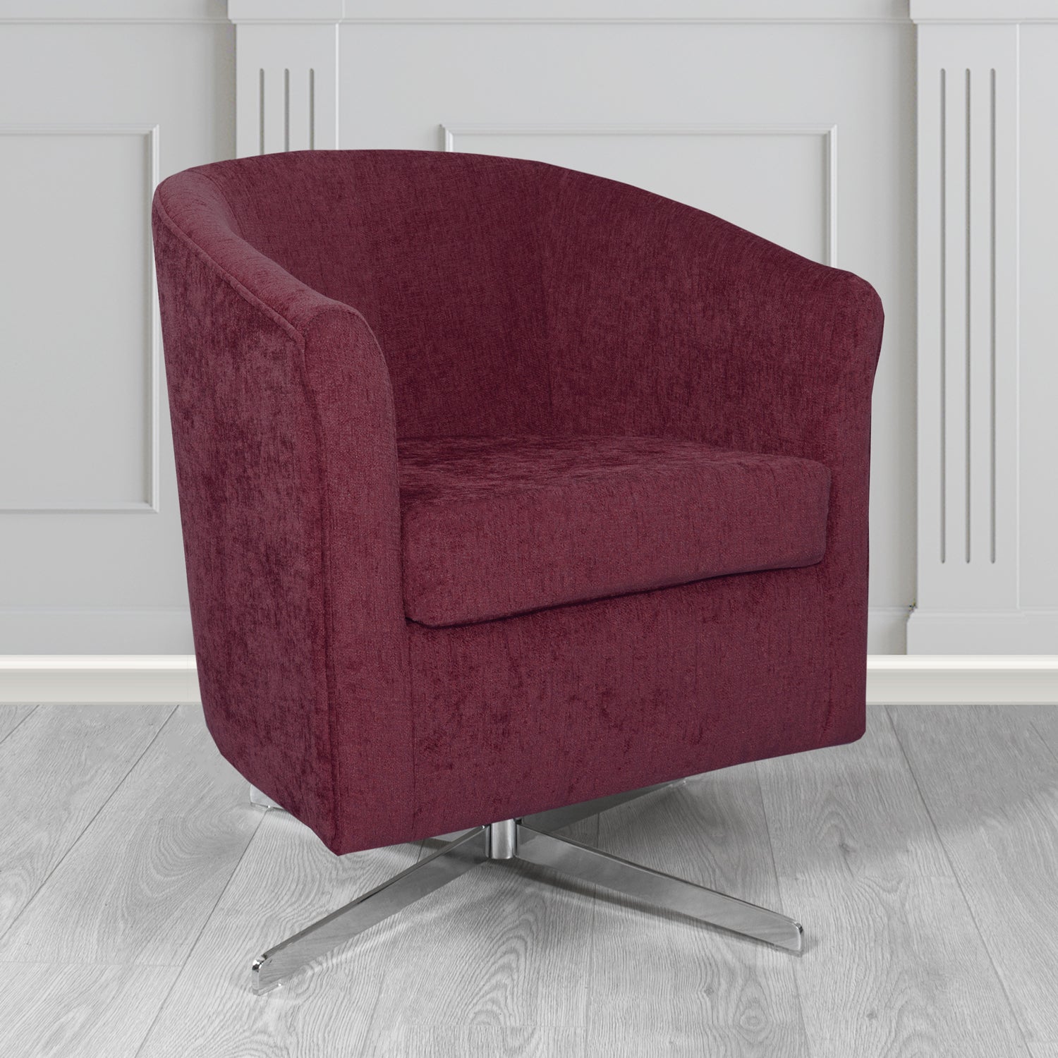 Cannes Swivel Tub Chair in Como Plain Chenille Fabric