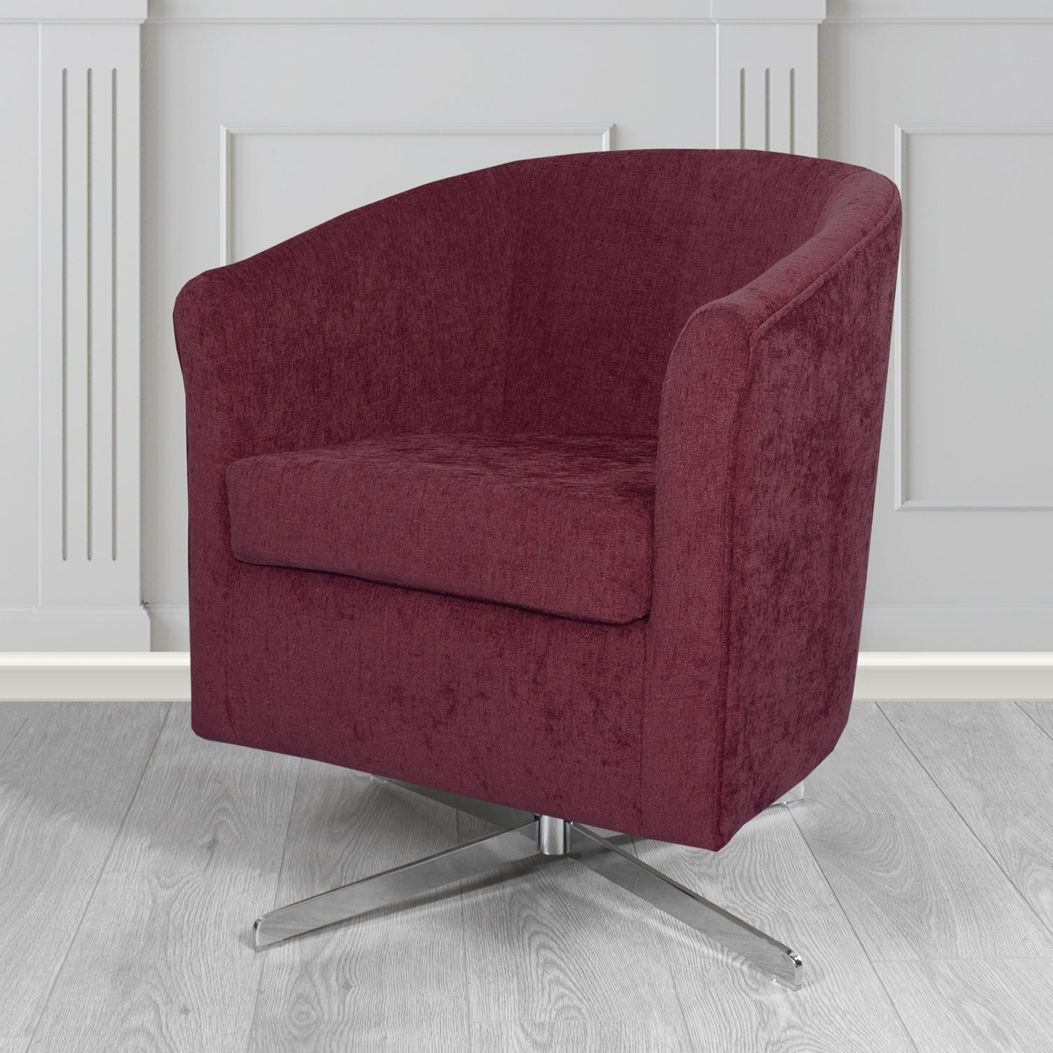 Cannes Swivel Tub Chair in Como Plain Chenille Fabric