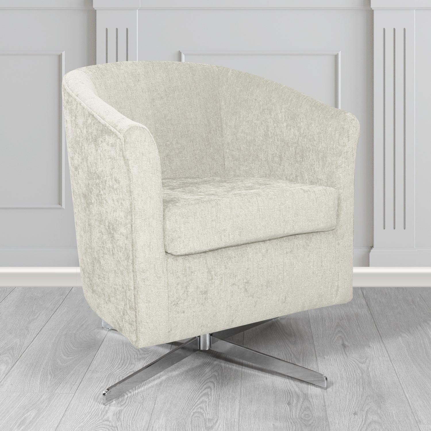 Cannes Swivel Tub Chair in Como Plain Chenille Fabric