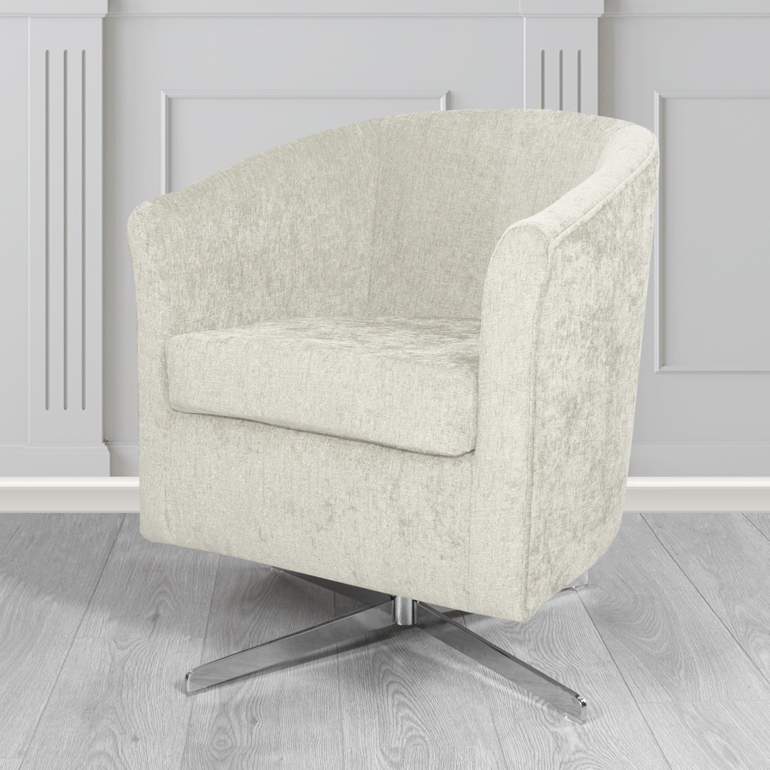 Cannes Swivel Tub Chair in Como Plain Chenille Fabric