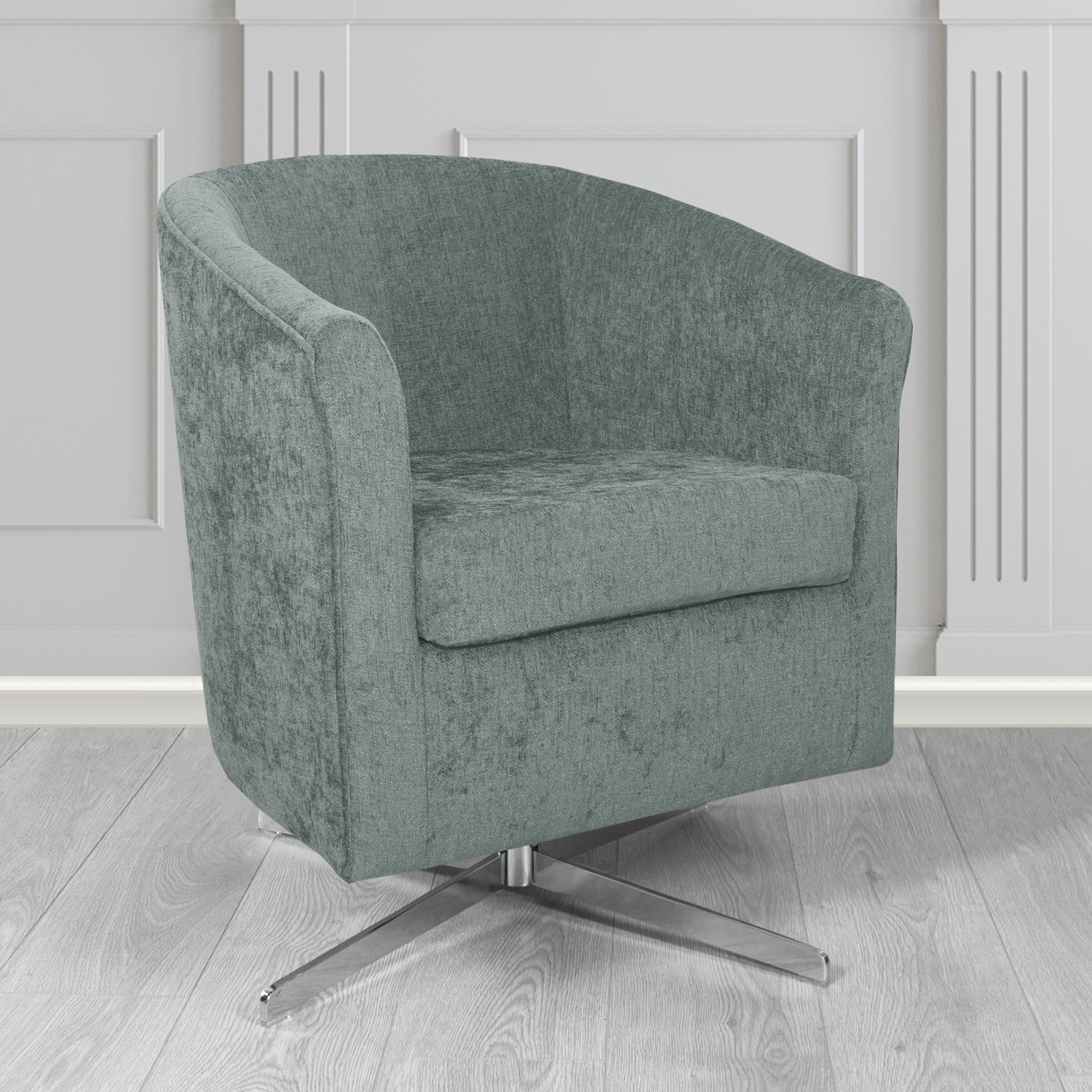 Cannes Swivel Tub Chair in Como Plain Chenille Fabric