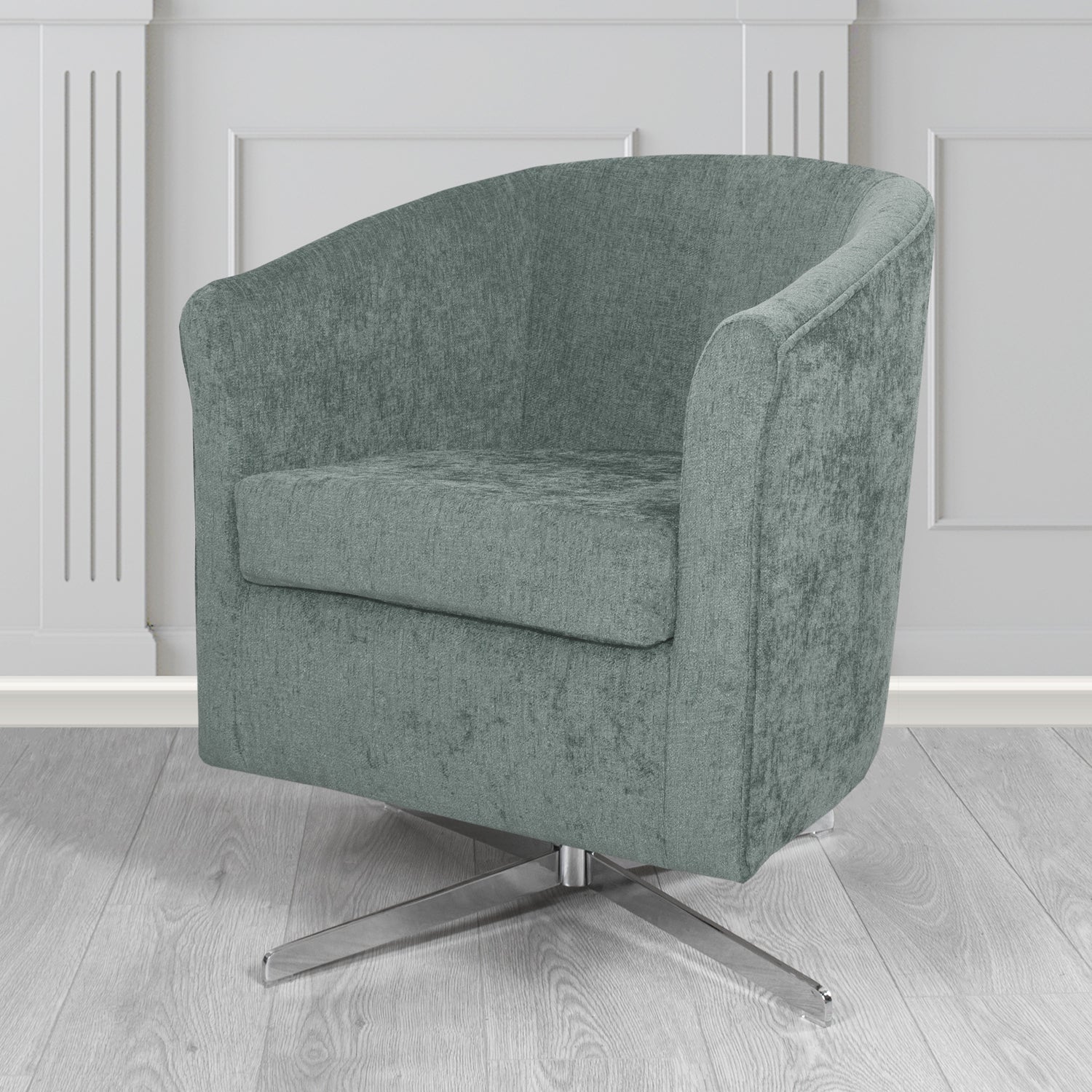 Cannes Swivel Tub Chair in Como Plain Chenille Fabric