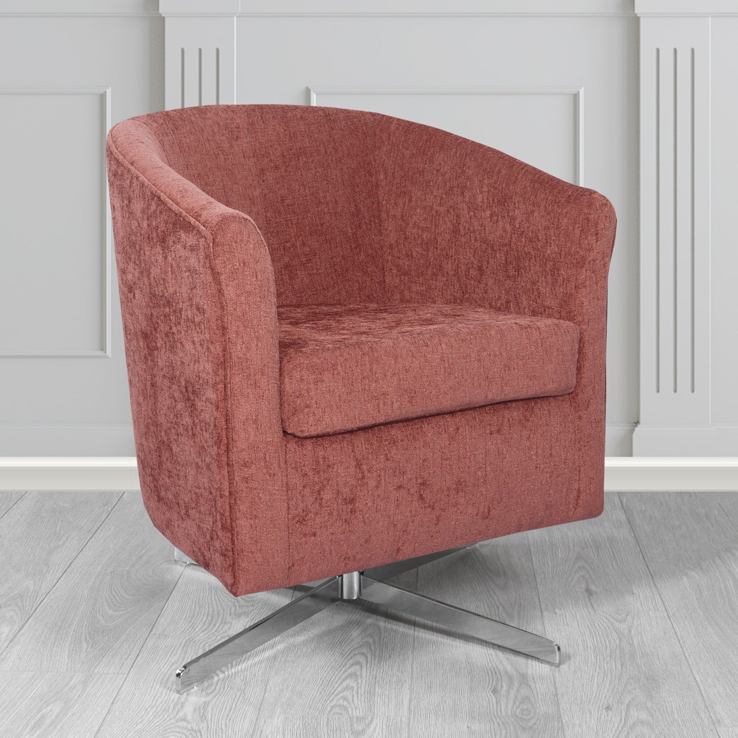 Cannes Swivel Tub Chair in Como Plain Chenille Fabric