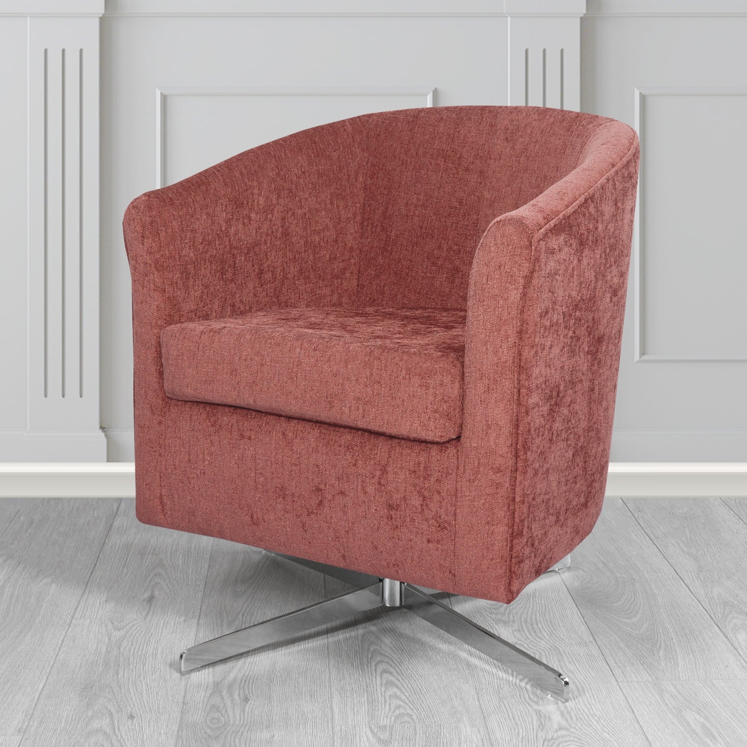 Cannes Swivel Tub Chair in Como Plain Chenille Fabric