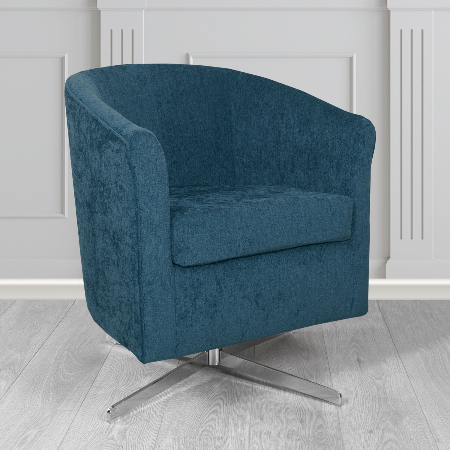 Cannes Swivel Tub Chair in Como Plain Chenille Fabric