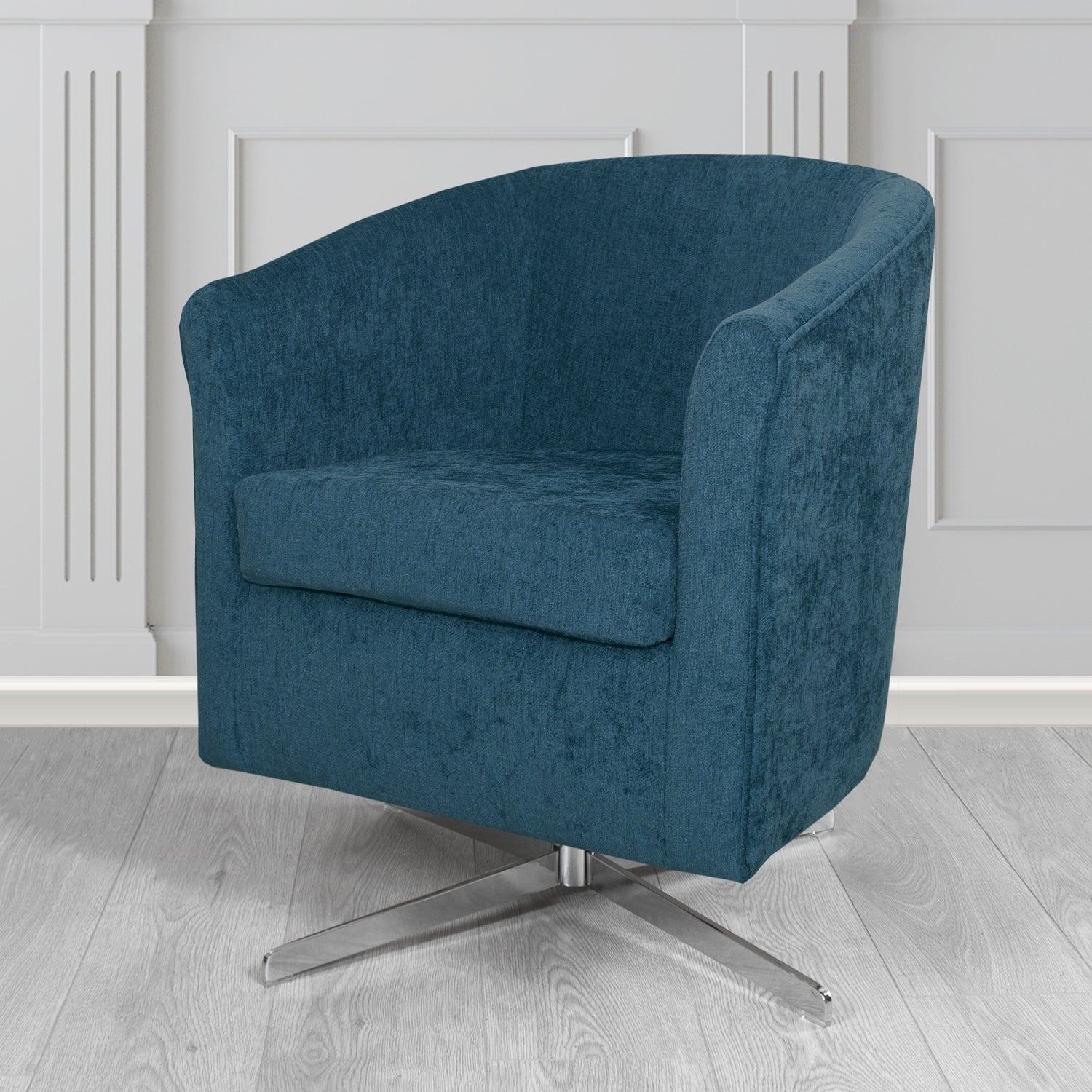 Cannes Swivel Tub Chair in Como Plain Chenille Fabric