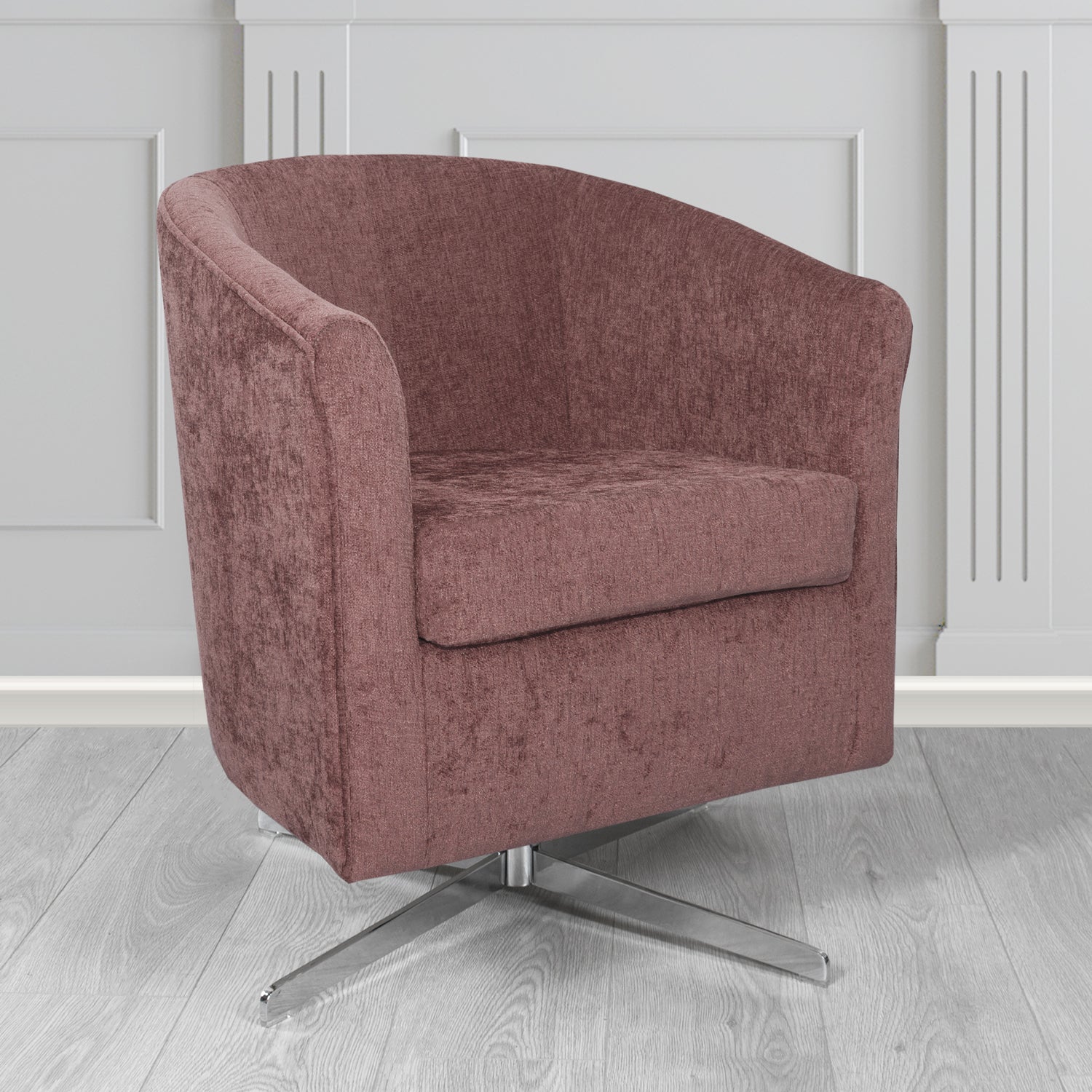 Cannes Swivel Tub Chair in Como Plain Chenille Fabric