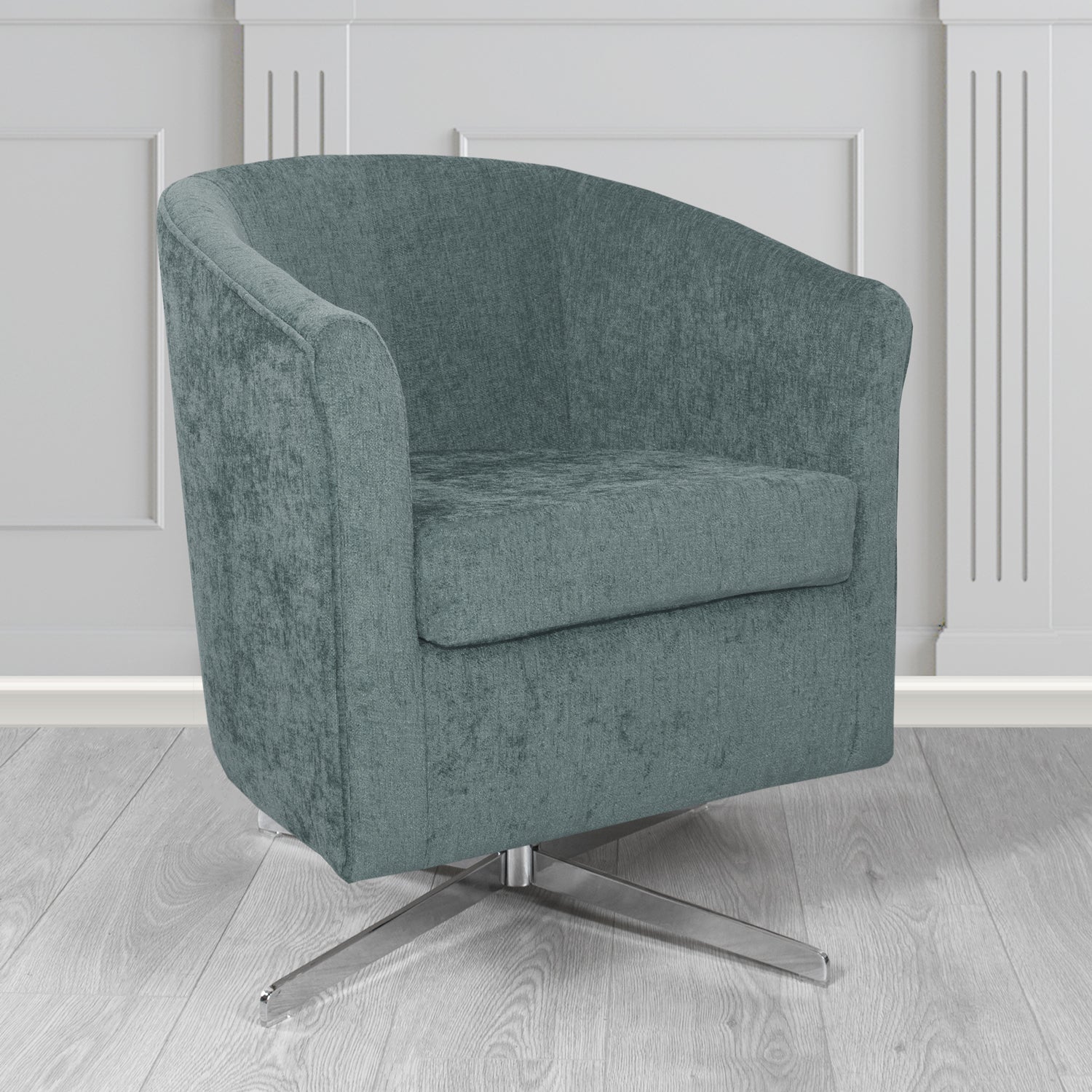 Cannes Swivel Tub Chair in Como Plain Chenille Fabric