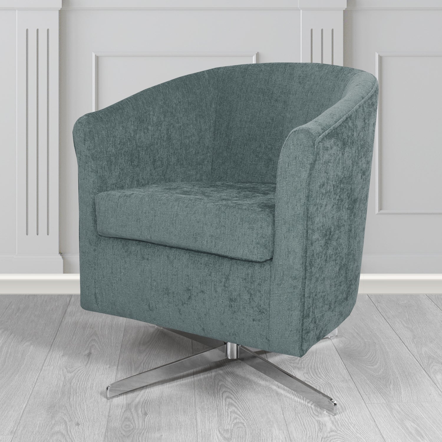 Cannes Swivel Tub Chair in Como Plain Chenille Fabric