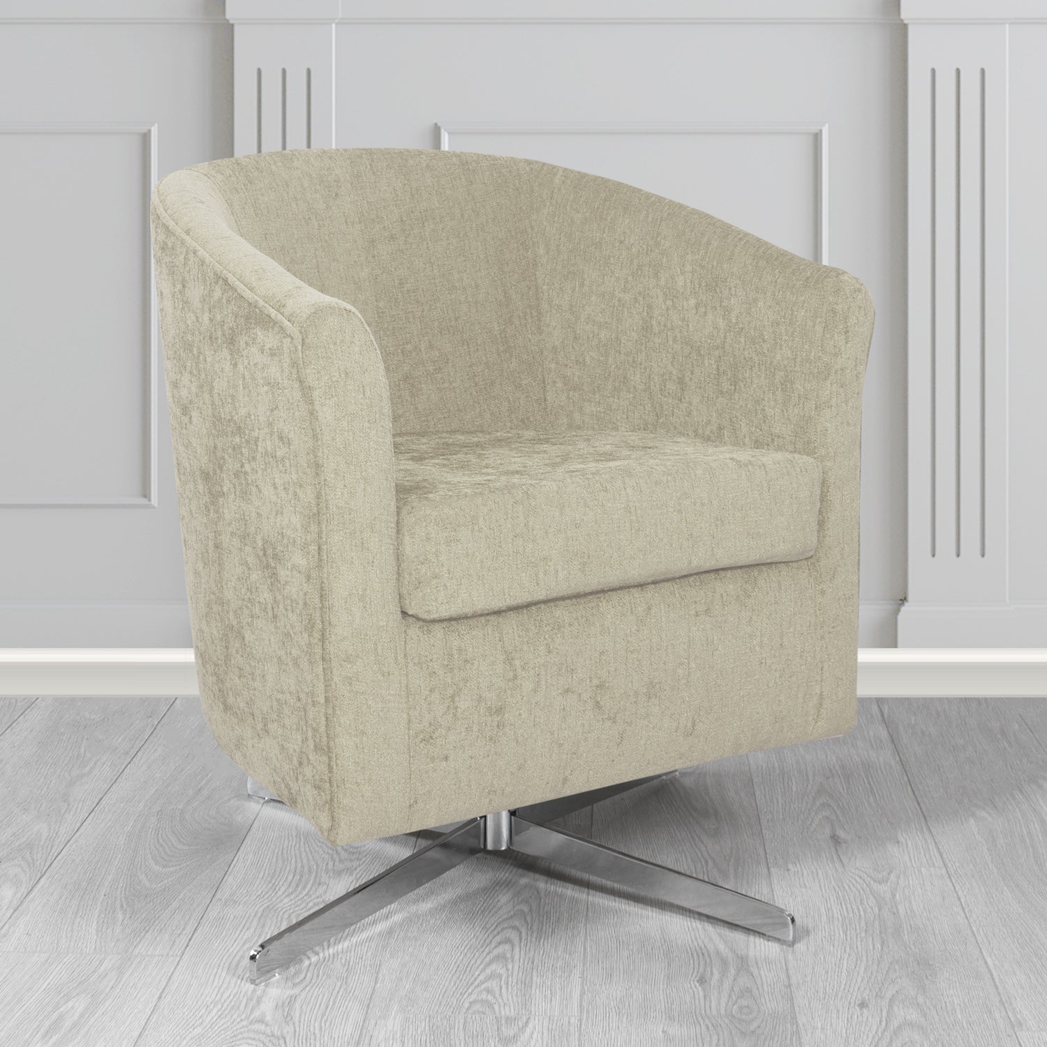 Cannes Swivel Tub Chair in Como Plain Chenille Fabric