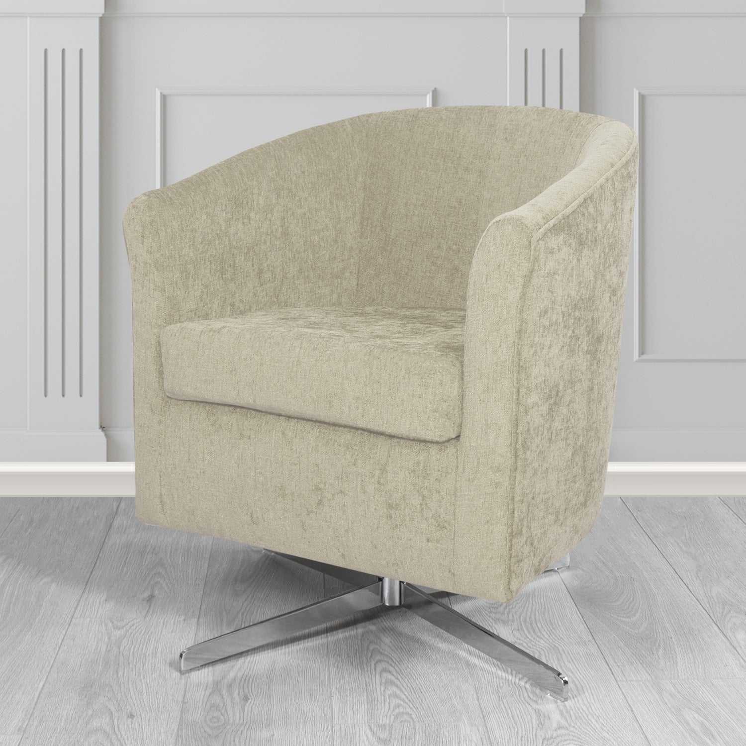 Cannes Swivel Tub Chair in Como Plain Chenille Fabric
