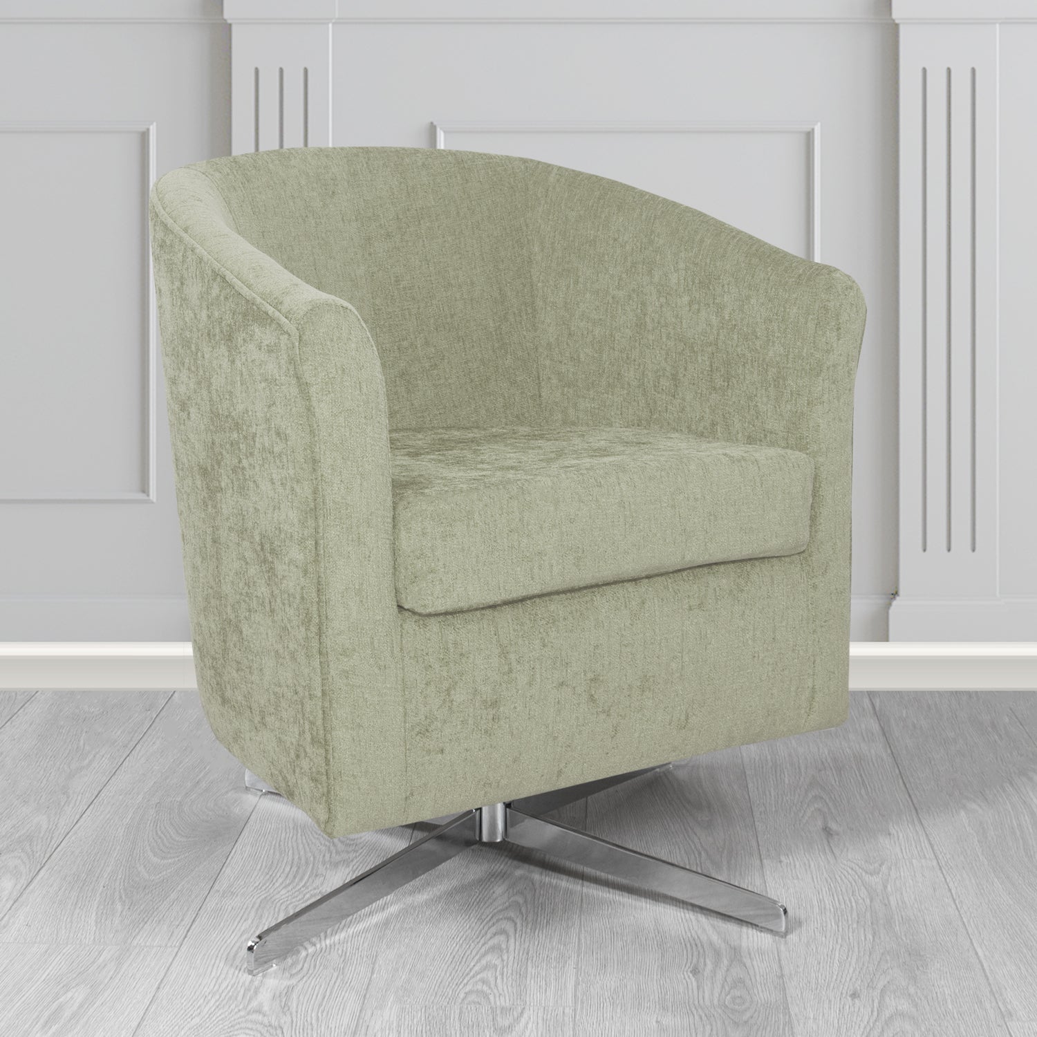 Cannes Swivel Tub Chair in Como Plain Chenille Fabric