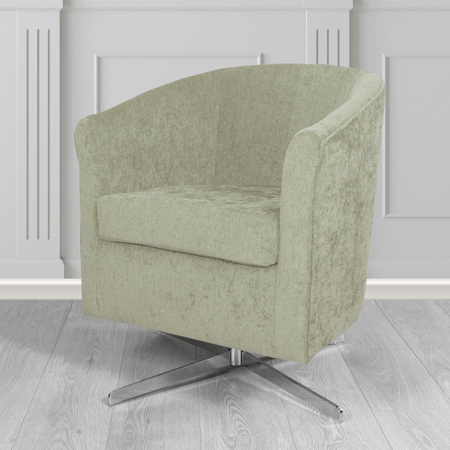 Cannes Swivel Tub Chair in Como Plain Chenille Fabric