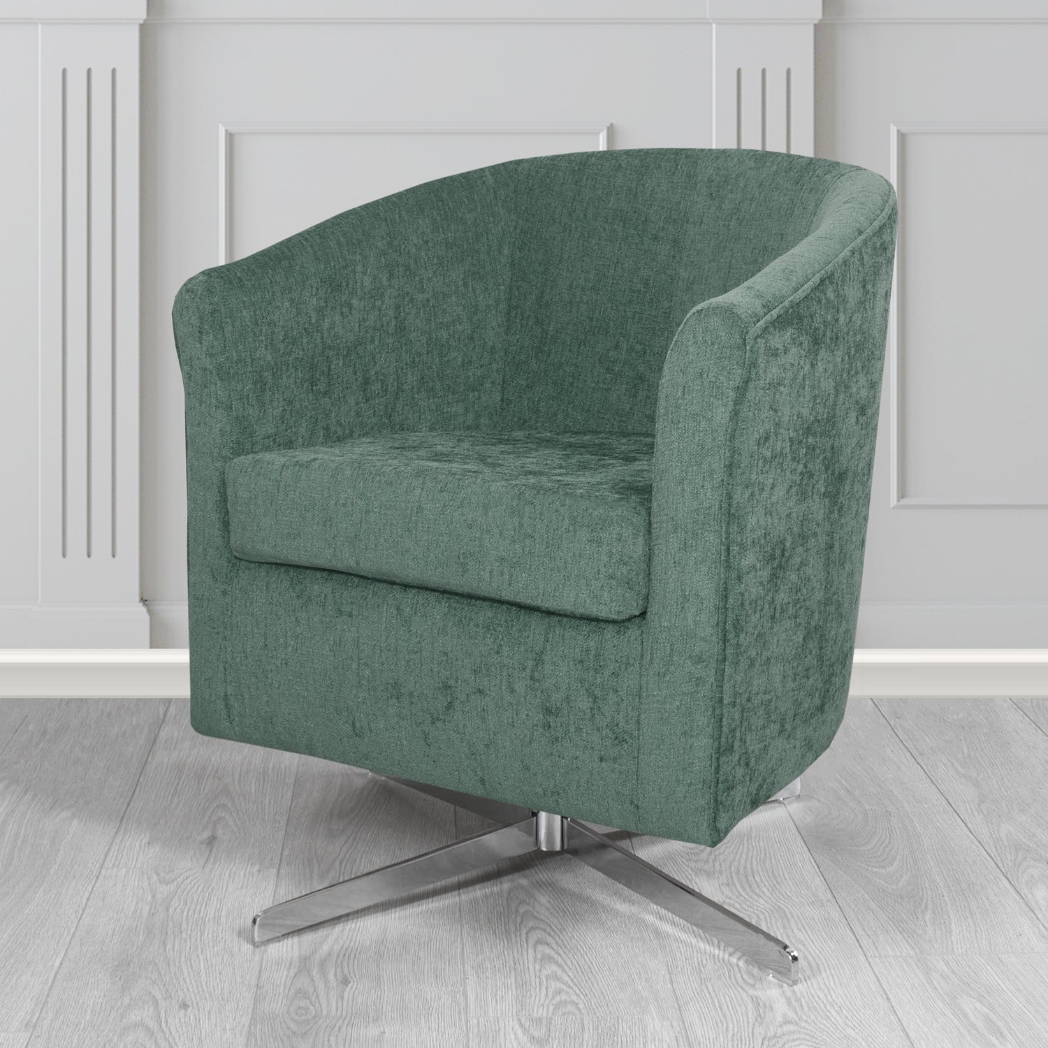 Cannes Swivel Tub Chair in Como Plain Chenille Fabric