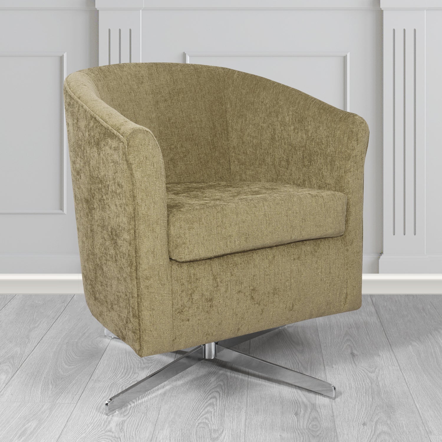 Cannes Swivel Tub Chair in Como Plain Chenille Fabric