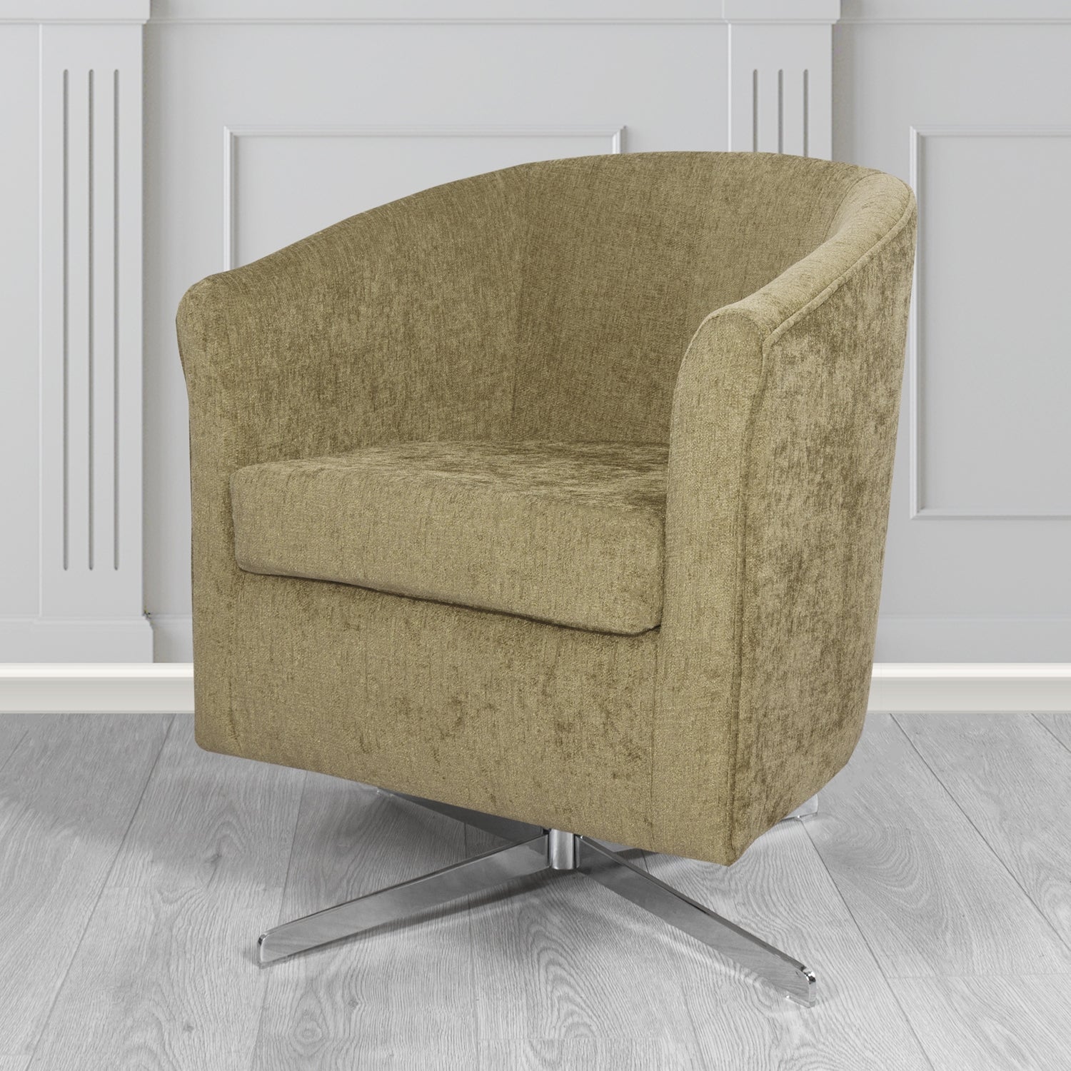 Cannes Swivel Tub Chair in Como Plain Chenille Fabric