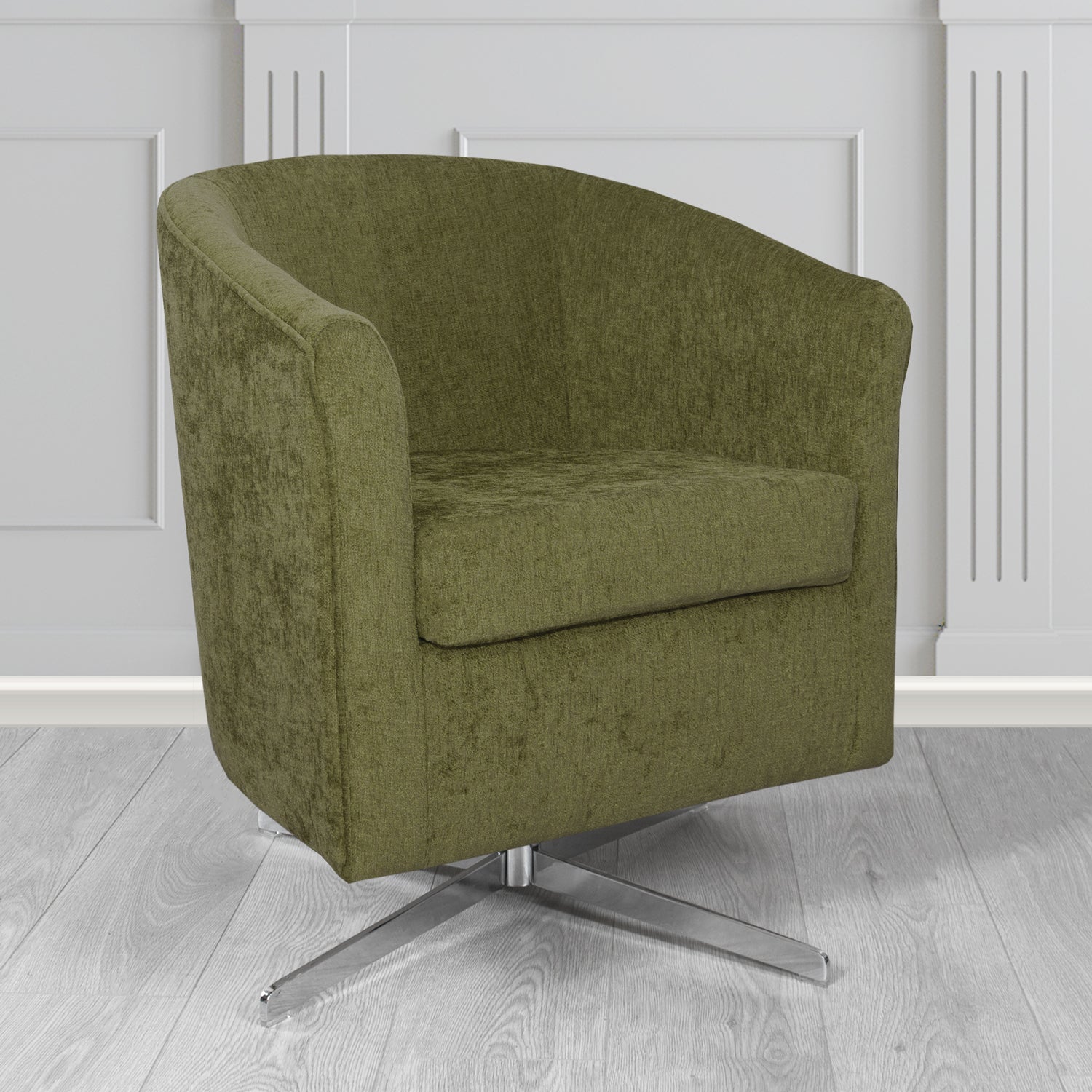 Cannes Swivel Tub Chair in Como Plain Chenille Fabric