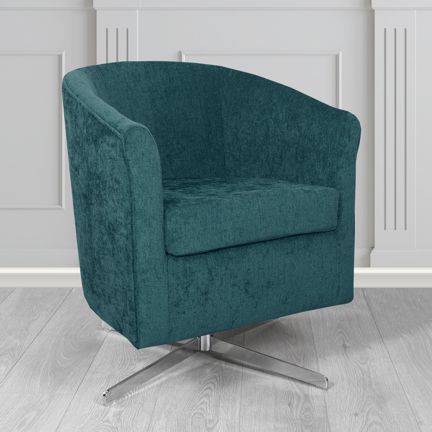 Cannes Swivel Tub Chair in Como Plain Chenille Fabric