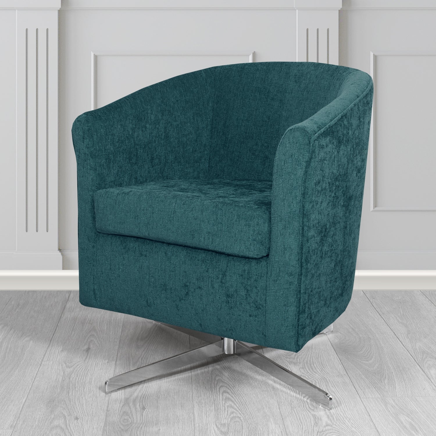 Cannes Swivel Tub Chair in Como Plain Chenille Fabric