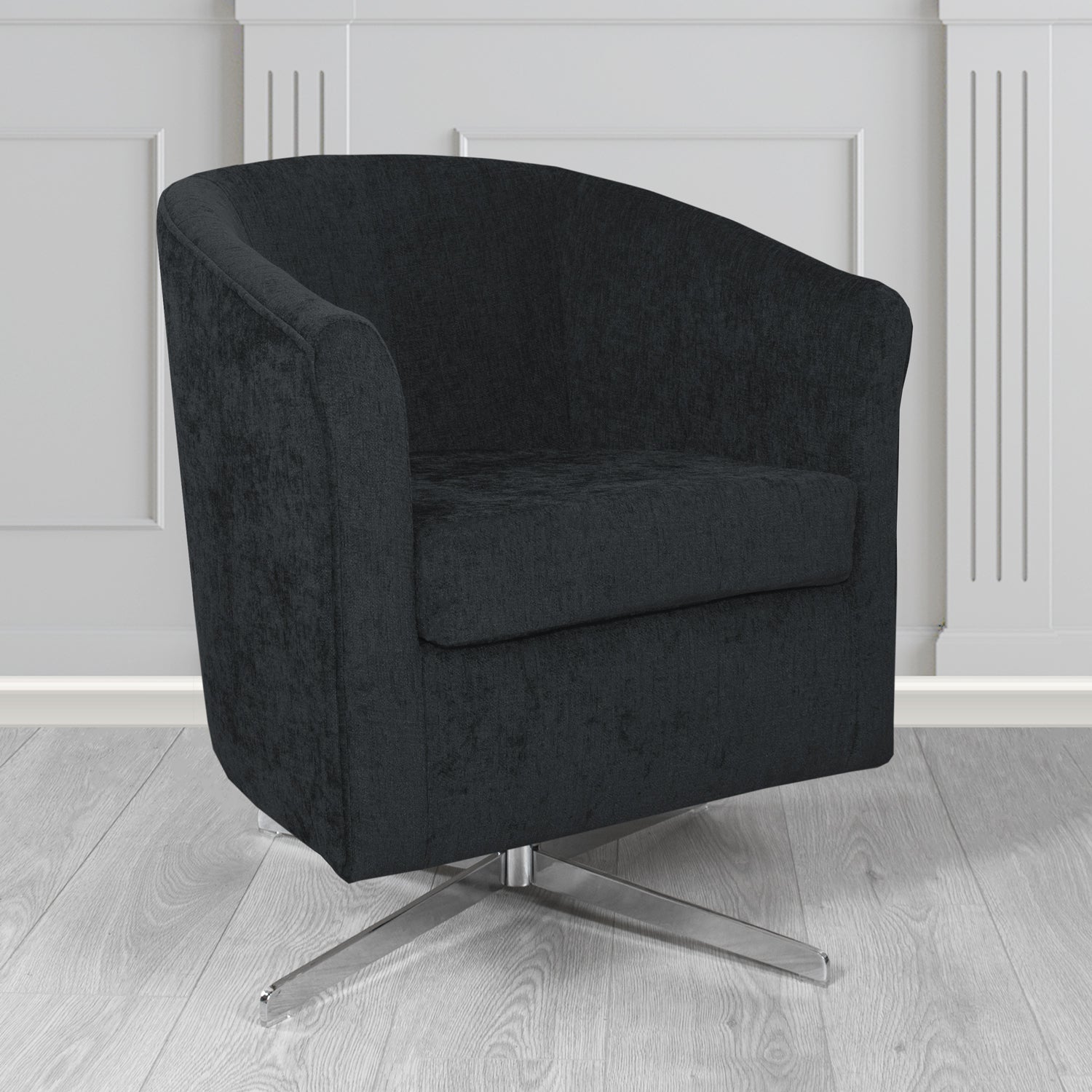 Cannes Swivel Tub Chair in Como Plain Chenille Fabric