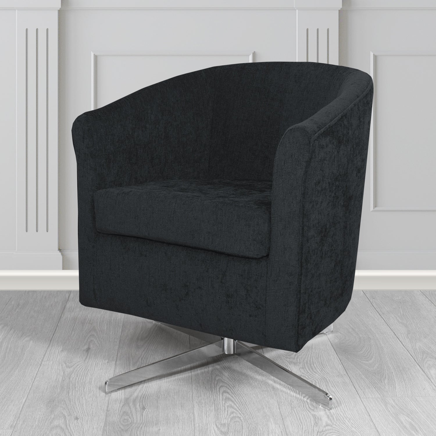 Cannes Swivel Tub Chair in Como Plain Chenille Fabric