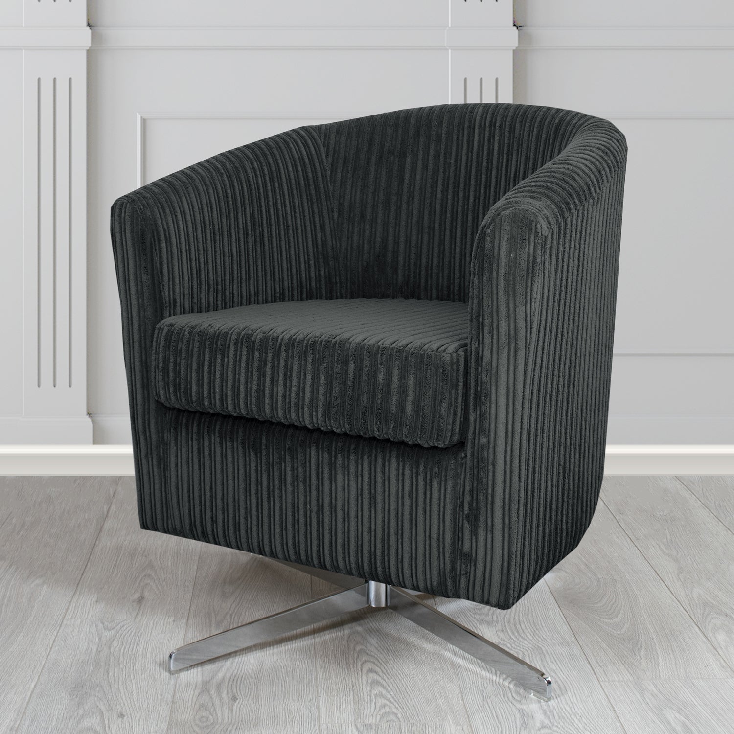 Cannes Swivel Tub Chair in Conway Plain Textured Fabric