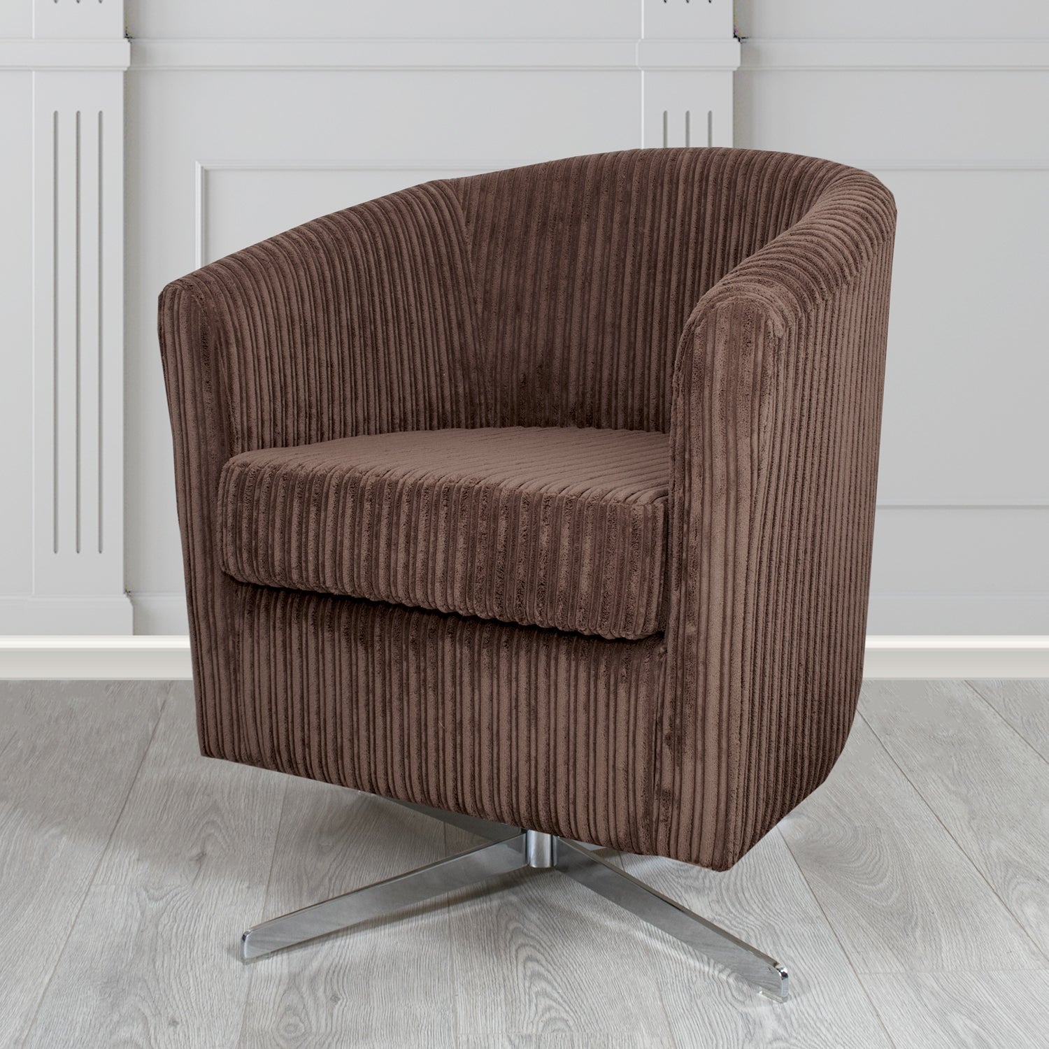 Cannes Swivel Tub Chair in Conway Plain Textured Fabric