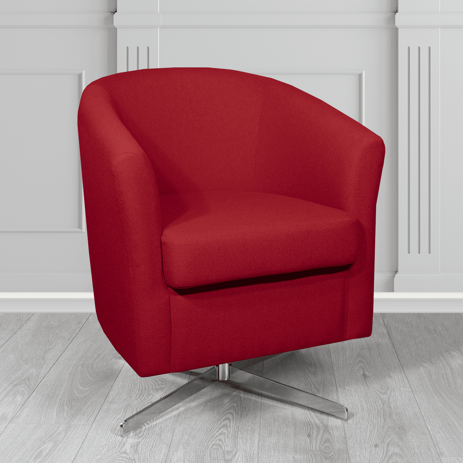 Cannes Swivel Tub Chair in Mainline Plus Crimson IF116 Crib 5 Fabric - The Tub Chair Shop
