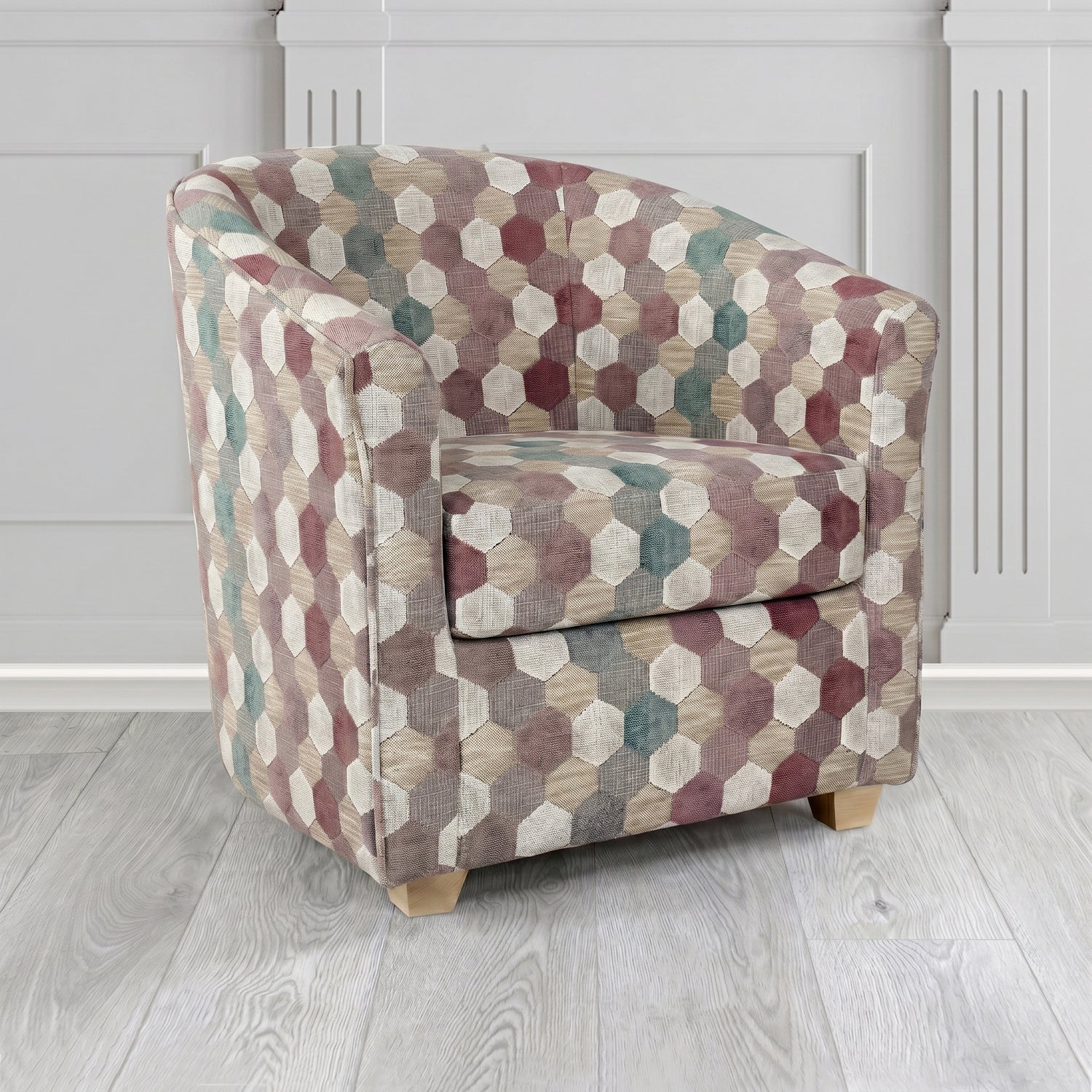 Cannes Tub Chair in Cristina Marrone Extravaganza Honeycomb Velvet Pattern Fabric