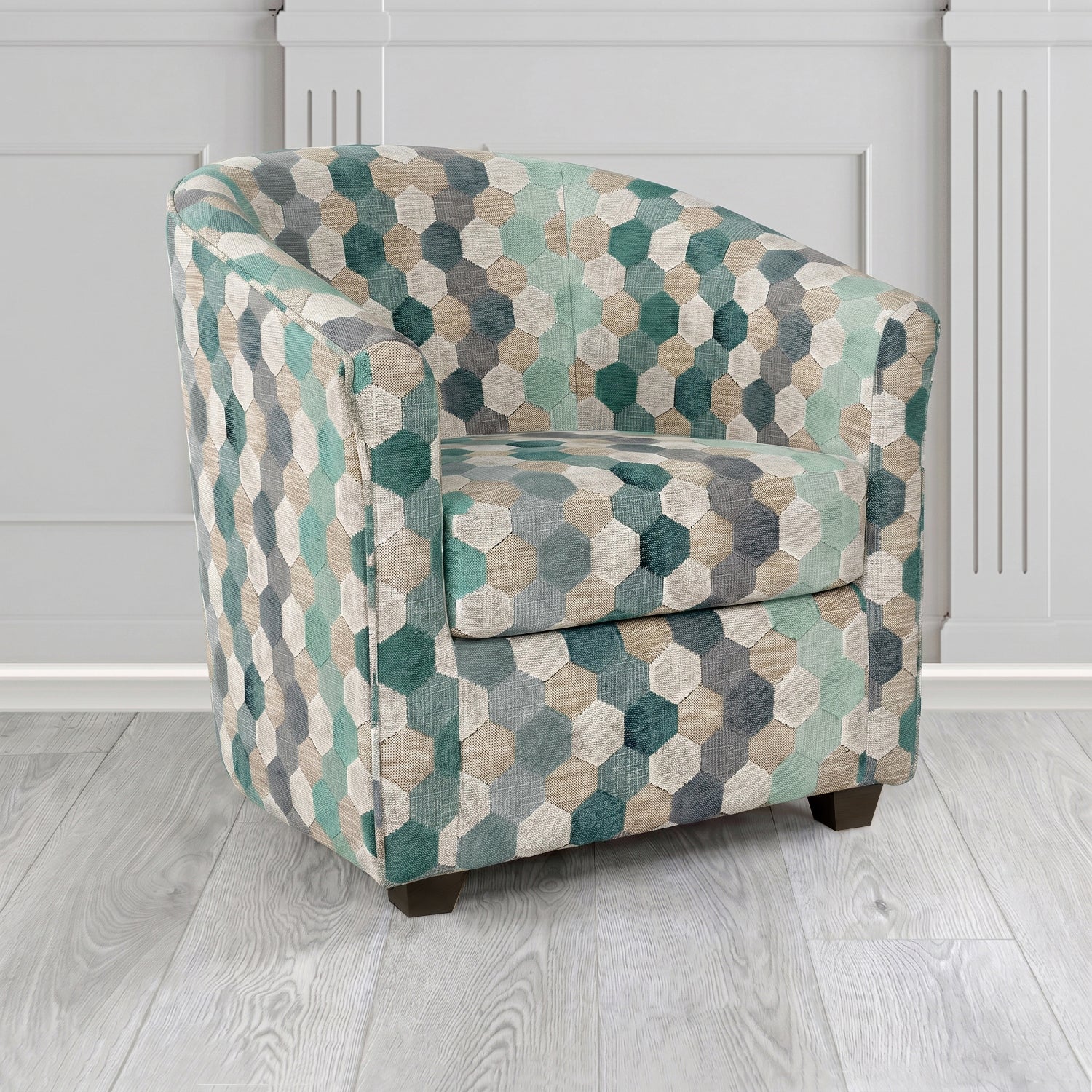 Cannes Tub Chair in Cristina Marrone Extravaganza Honeycomb Velvet Pattern Fabric