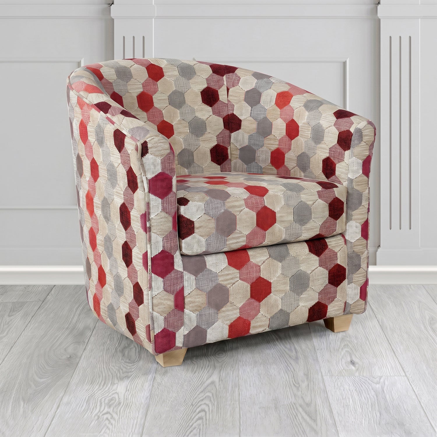 Cannes Tub Chair in Cristina Marrone Extravaganza Honeycomb Velvet Pattern Fabric
