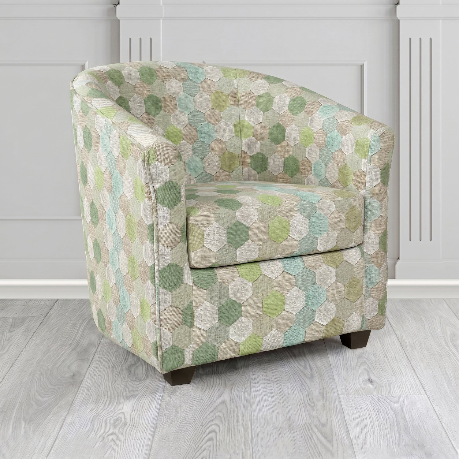 Cannes Tub Chair in Cristina Marrone Extravaganza Honeycomb Velvet Pattern Fabric