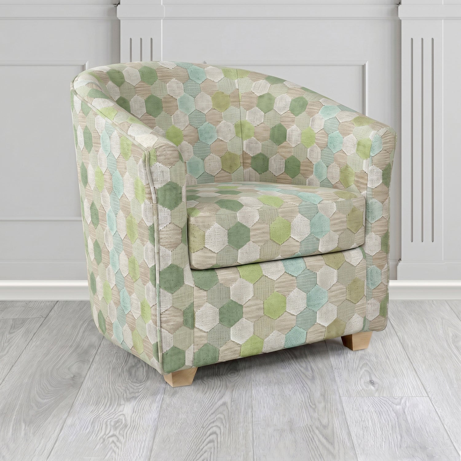 Cannes Tub Chair in Cristina Marrone Extravaganza Honeycomb Velvet Pattern Fabric